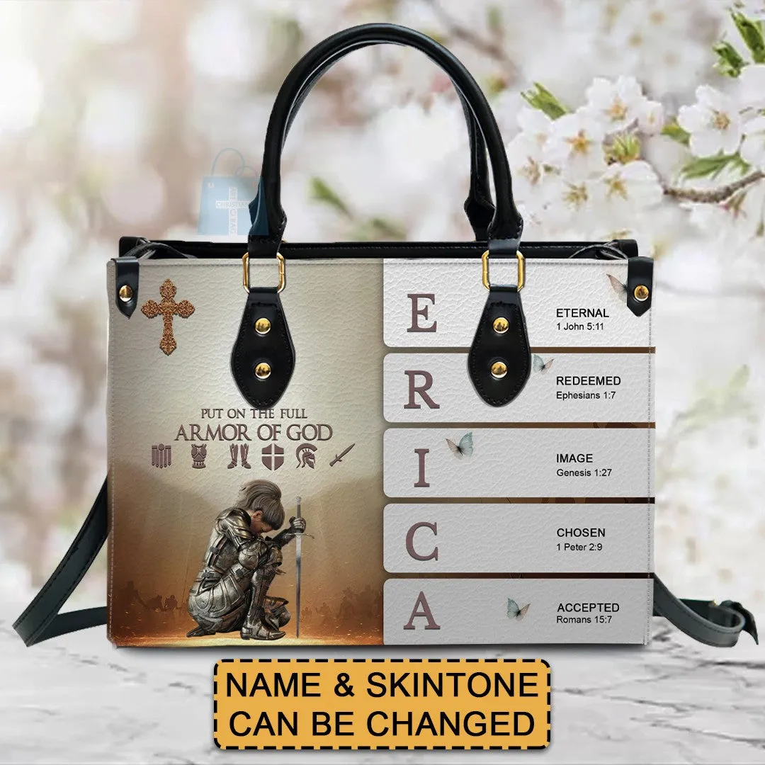 Christianartbag Handbags- Uncover the sacred meaning of your name - Custom Name and Skintone - Personalized Leather Handbag - CABLTB01050325