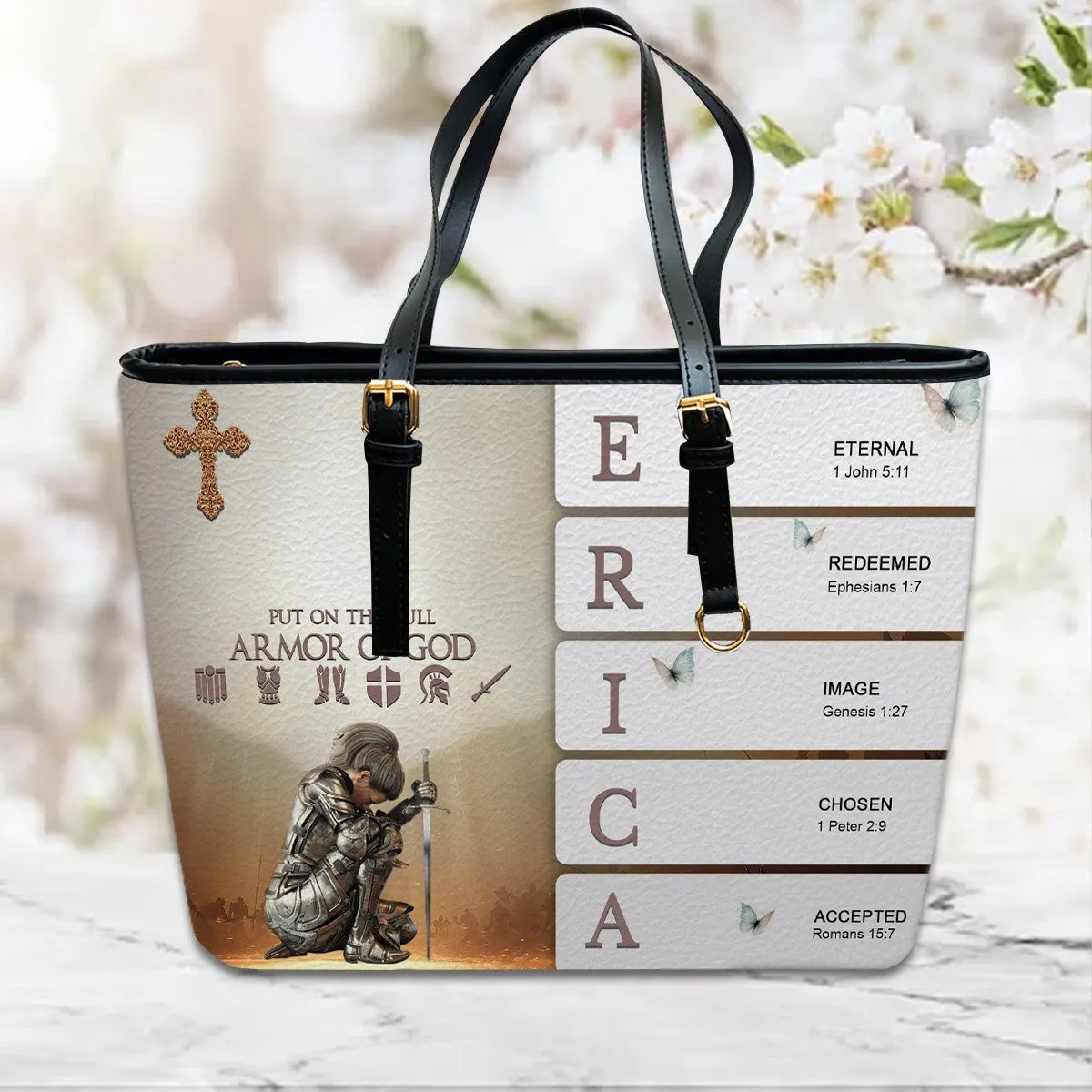 Christianartbag Handbags- Uncover the sacred meaning of your name - Custom Name and Skintone - Personalized Leather Handbag - CABLTB01050325