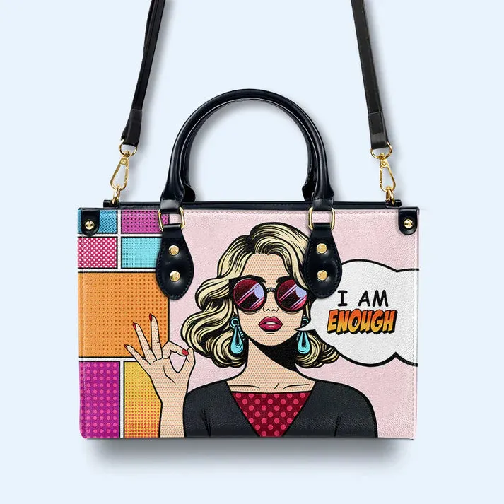 CHRISTIANARTBAG 'I Am Enough' Pop Art Empowerment Leather Handbag - CABLTHB11300324.