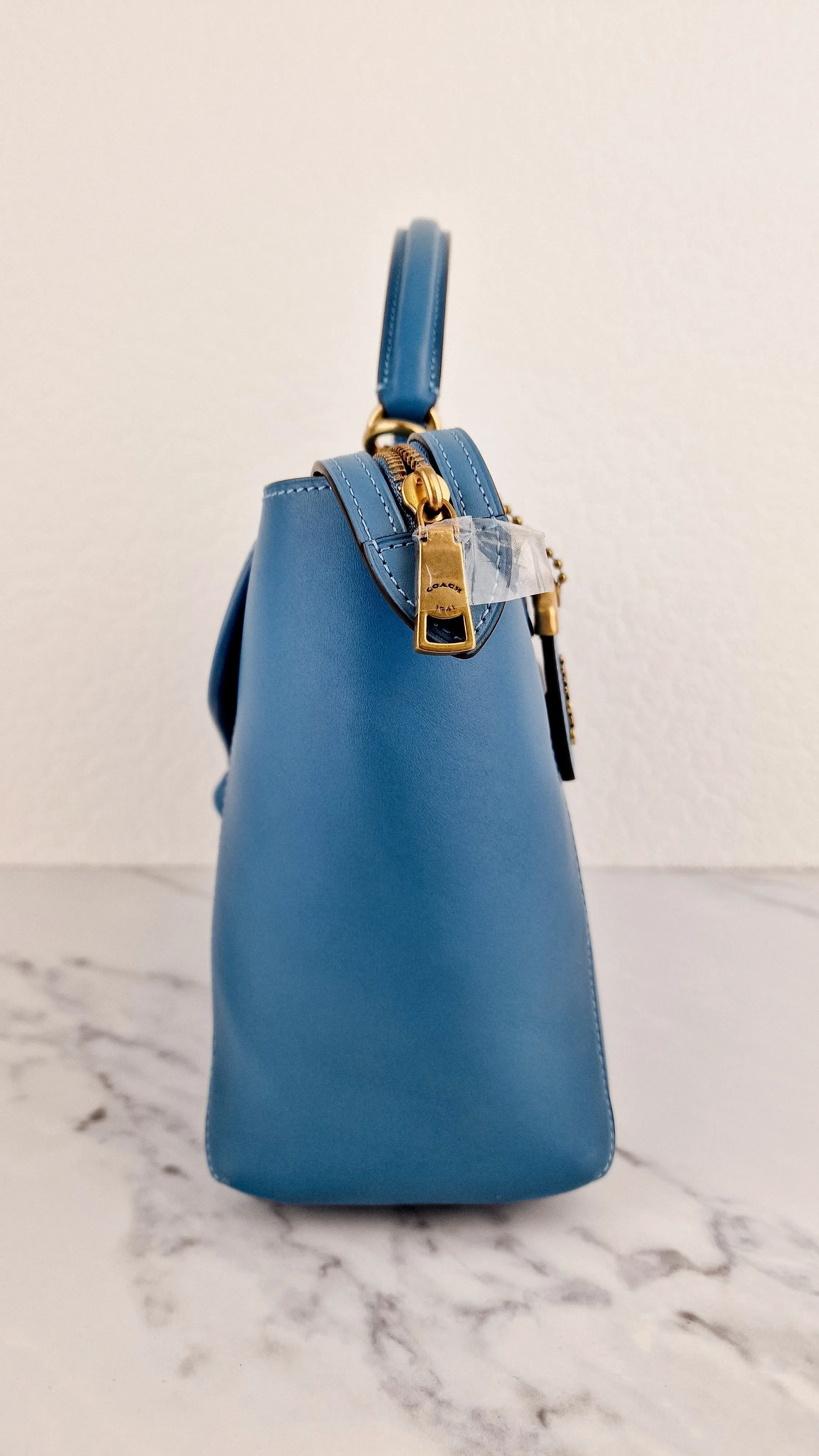 Coach 1941 Courier Carryall in Pacific Blue Smooth Leather Tophandle Crossbody Bag Satchel - Coach 88348