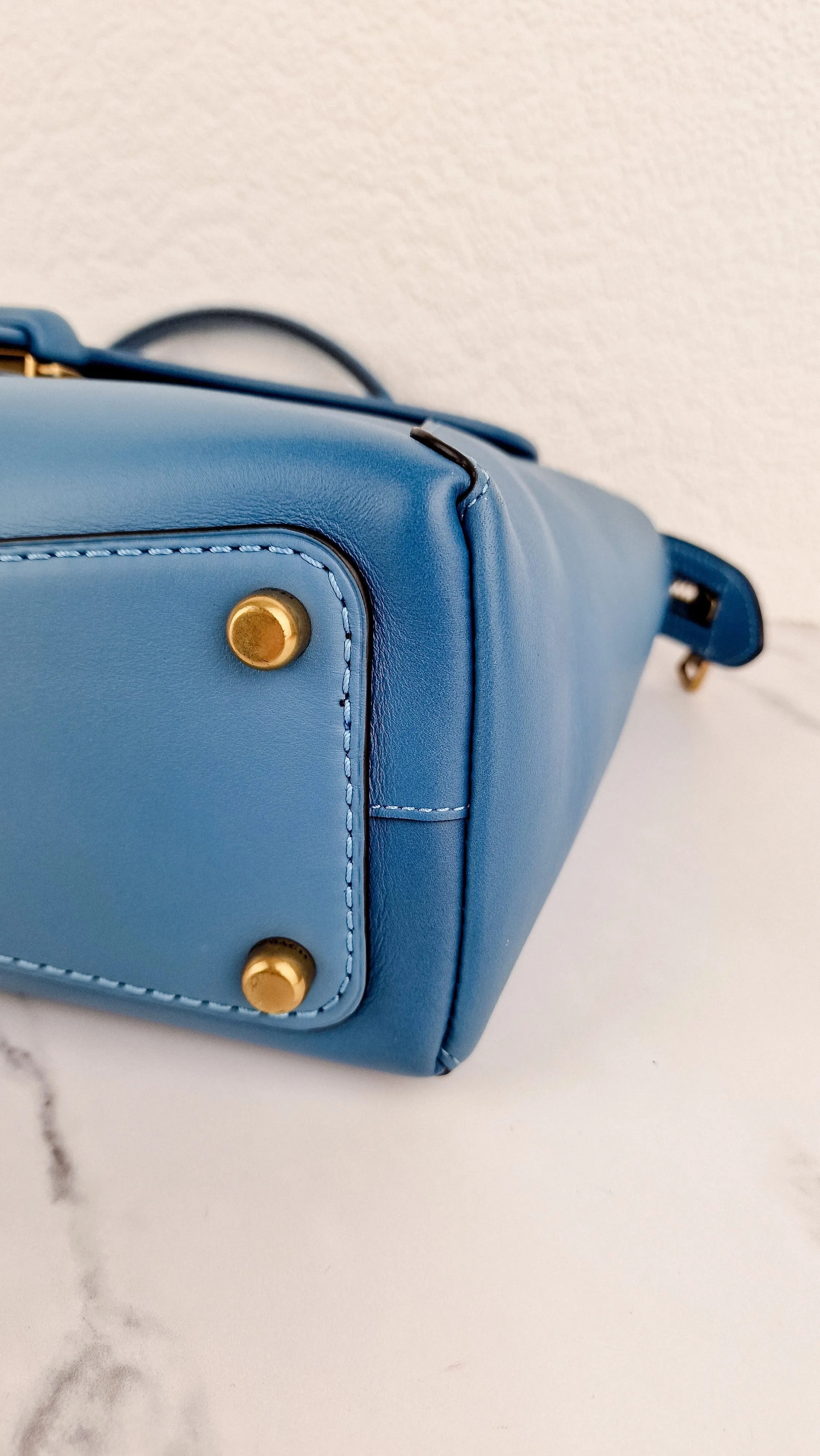 Coach 1941 Courier Carryall in Pacific Blue Smooth Leather Tophandle Crossbody Bag Satchel - Coach 88348