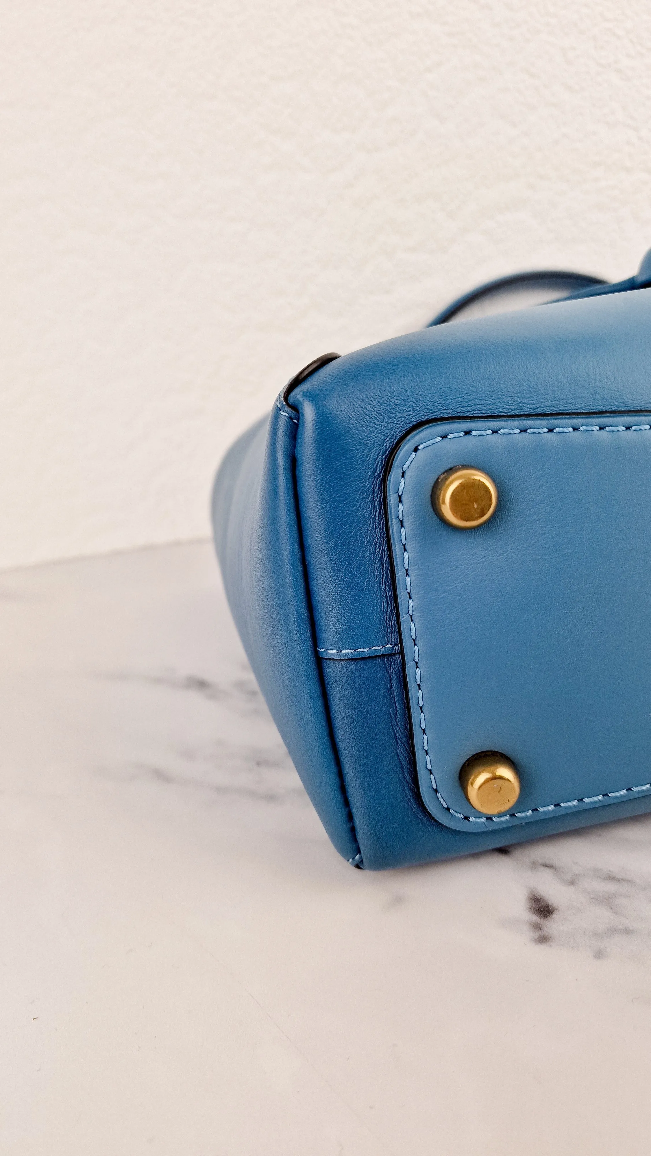 Coach 1941 Courier Carryall in Pacific Blue Smooth Leather Tophandle Crossbody Bag Satchel - Coach 88348
