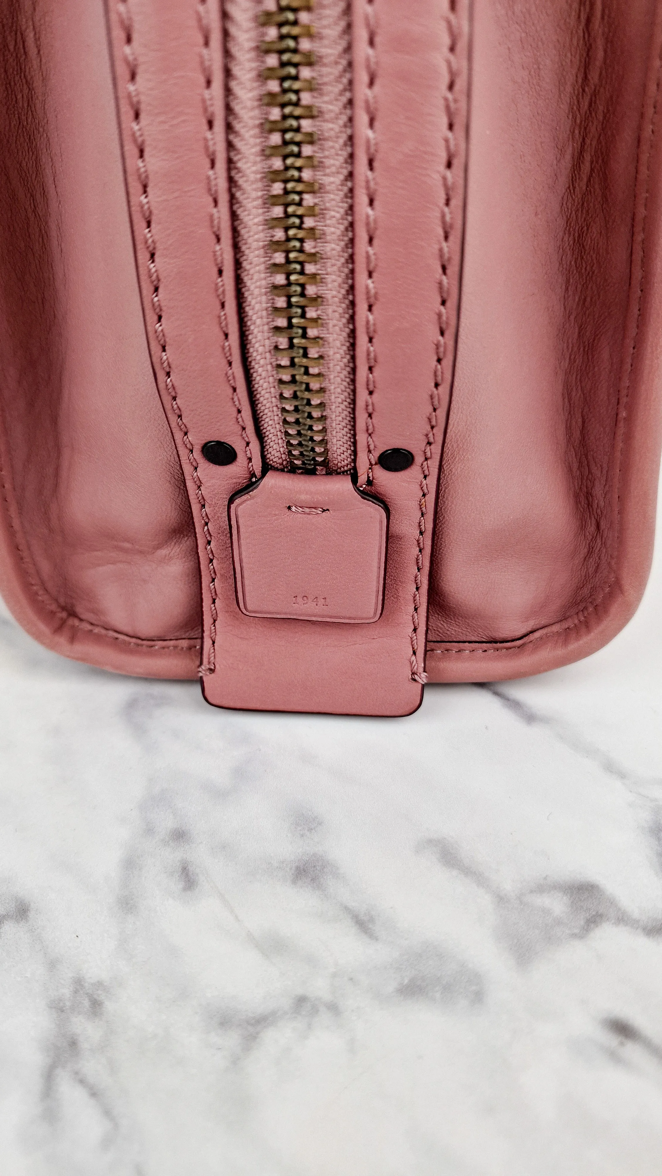Coach 1941 Rogue 25 in Dusty Rose Pink Quilted Studded Chevron Smooth Nappa Leather - Shoulder Bag Handbag - Coach 22797