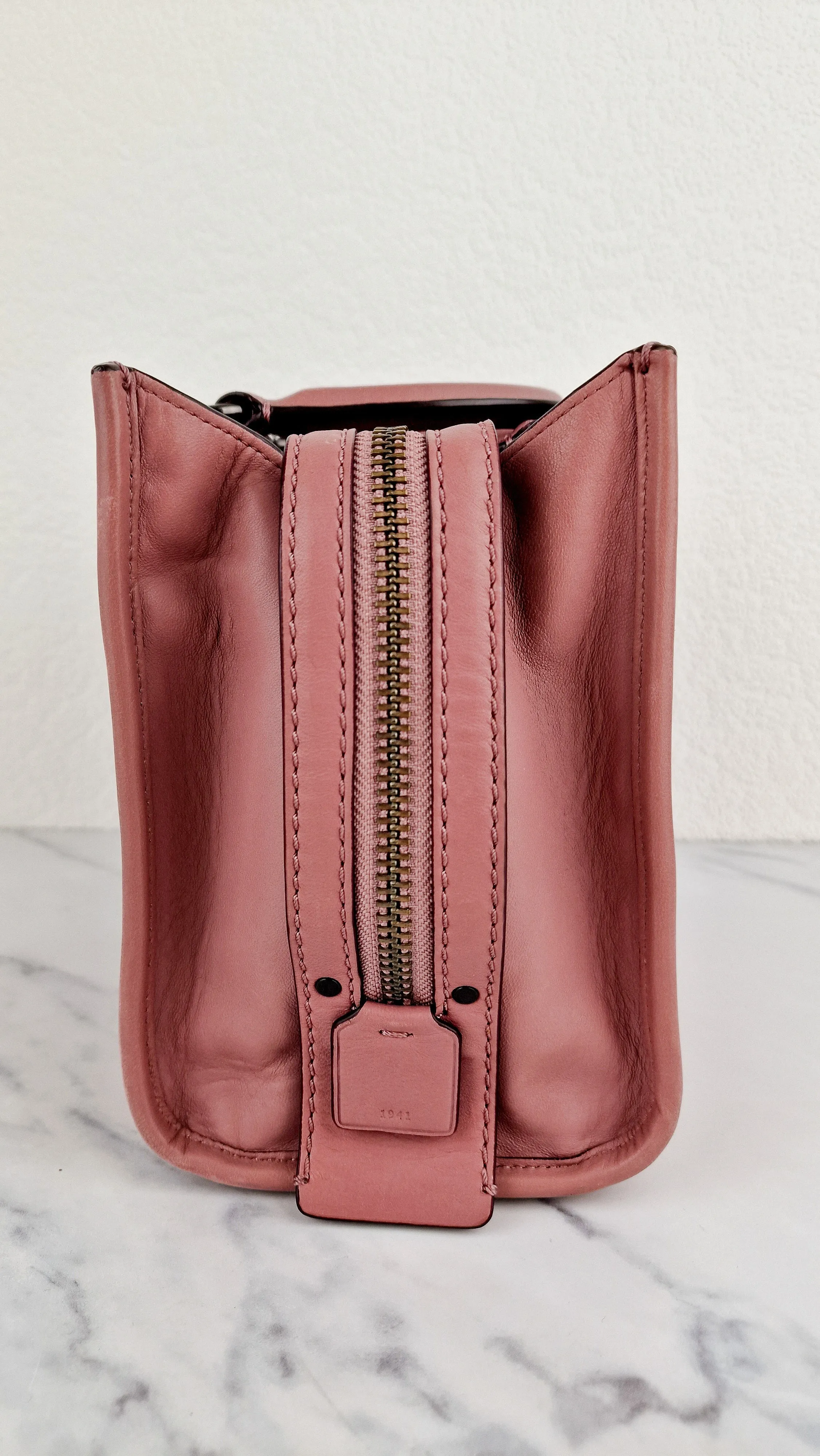 Coach 1941 Rogue 25 in Dusty Rose Pink Quilted Studded Chevron Smooth Nappa Leather - Shoulder Bag Handbag - Coach 22797