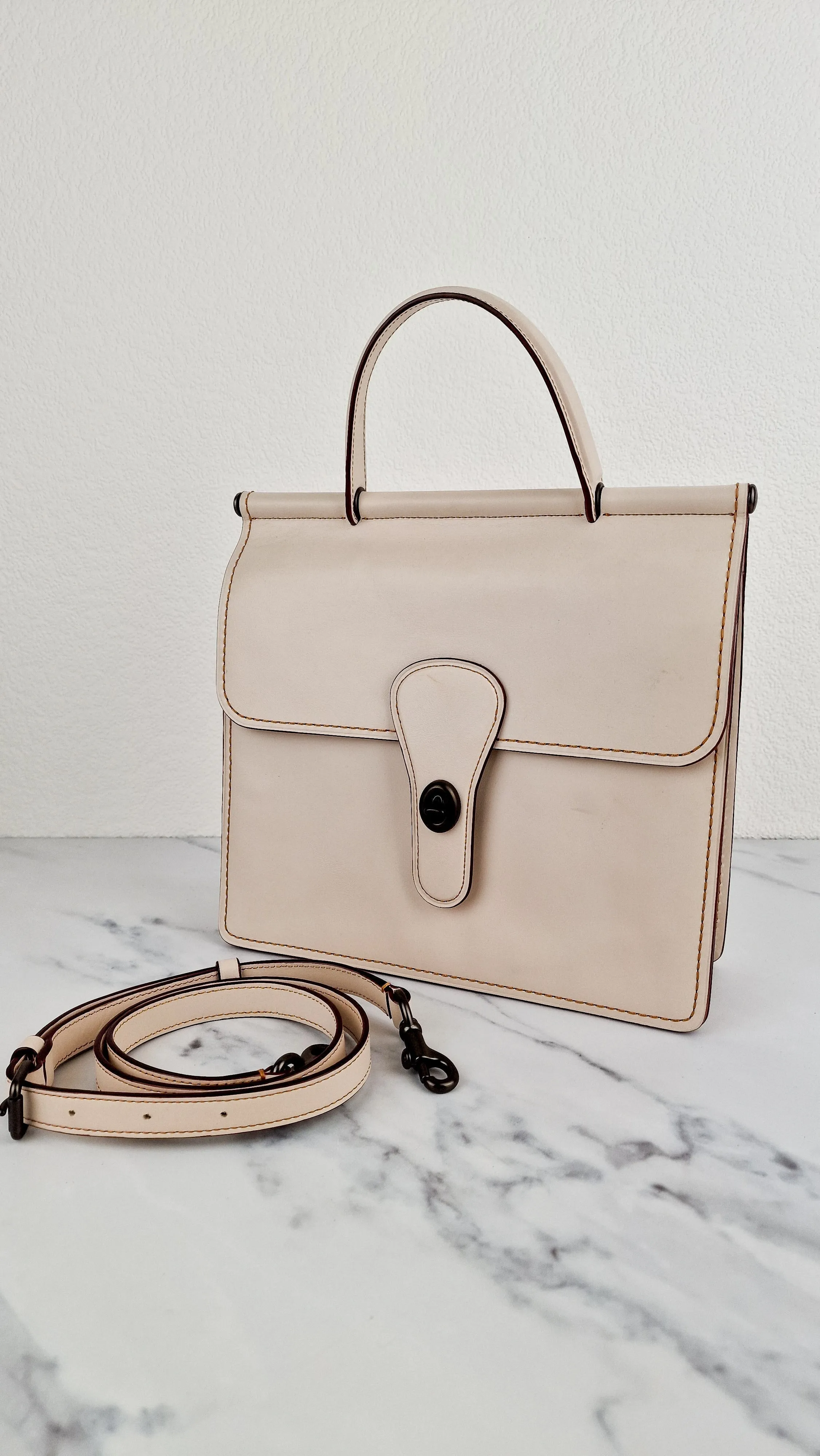 Coach Originals Willis Station Bag in Chalk Smooth Glovetanned Leather Tophandle Sample Bag