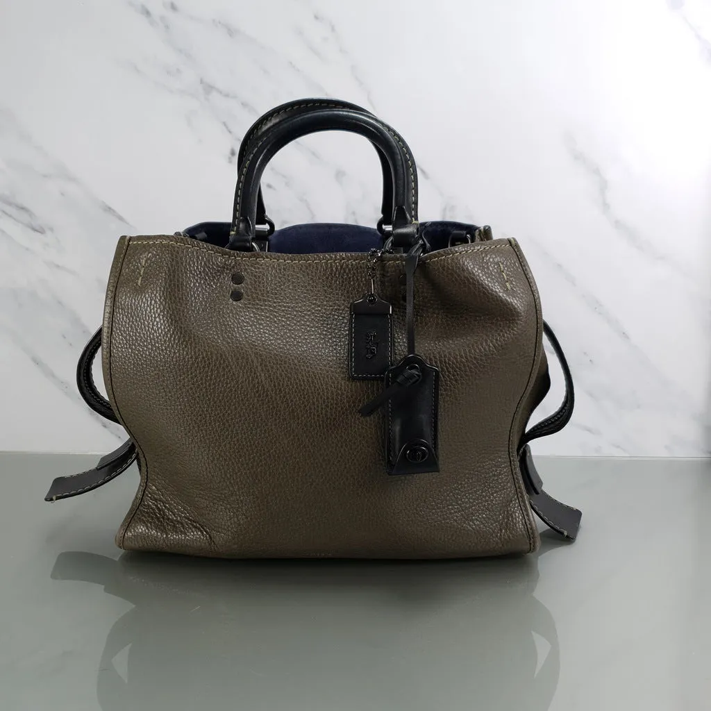 Coach Rogue 31 Olive Army Green With Black Details Handbag Colorblock