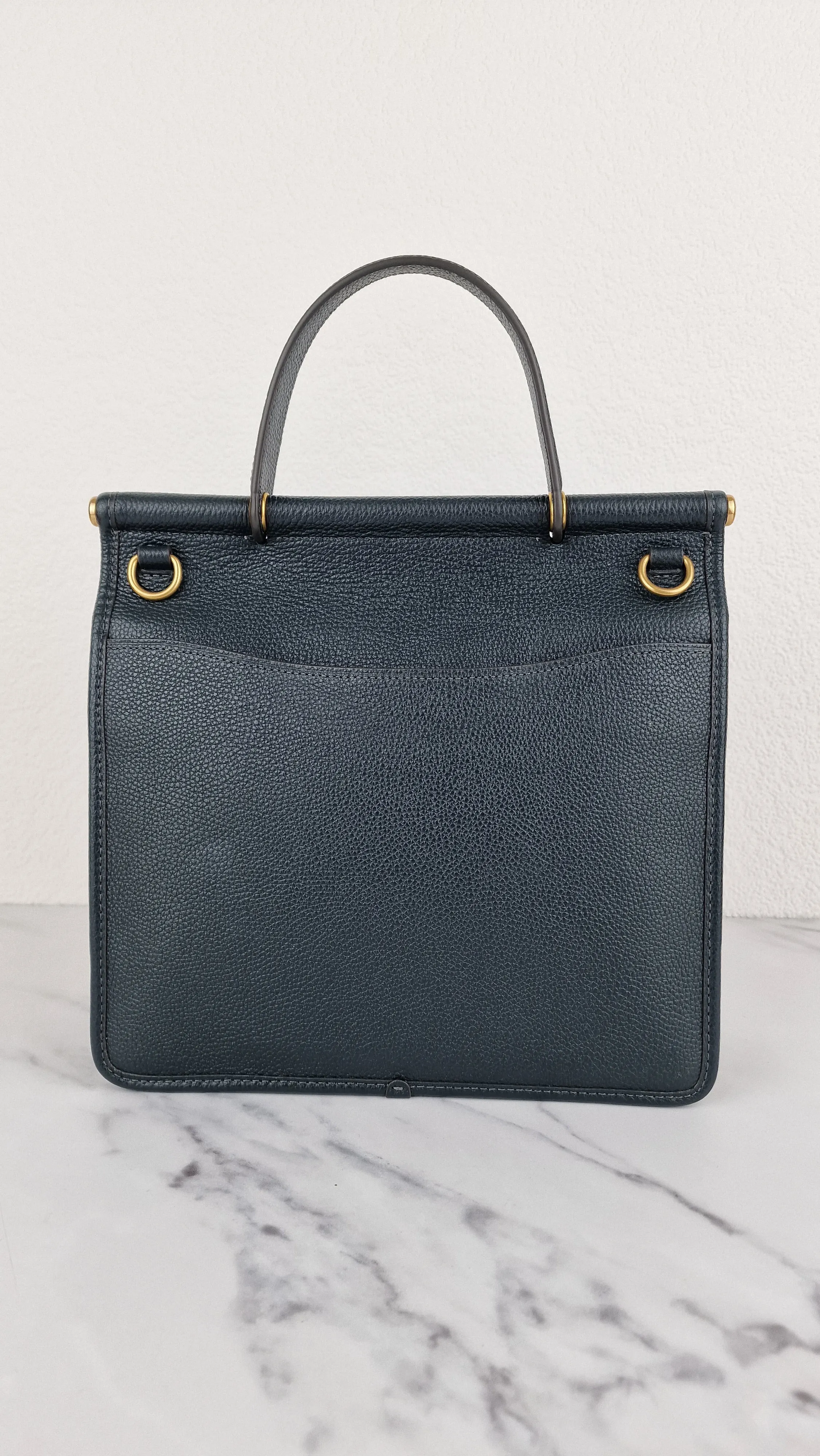Coach Willis Tophandle in Dark Green Pebble Leather from the Limited Edition Archival Coach Silhouettes Collection - Coach 5889