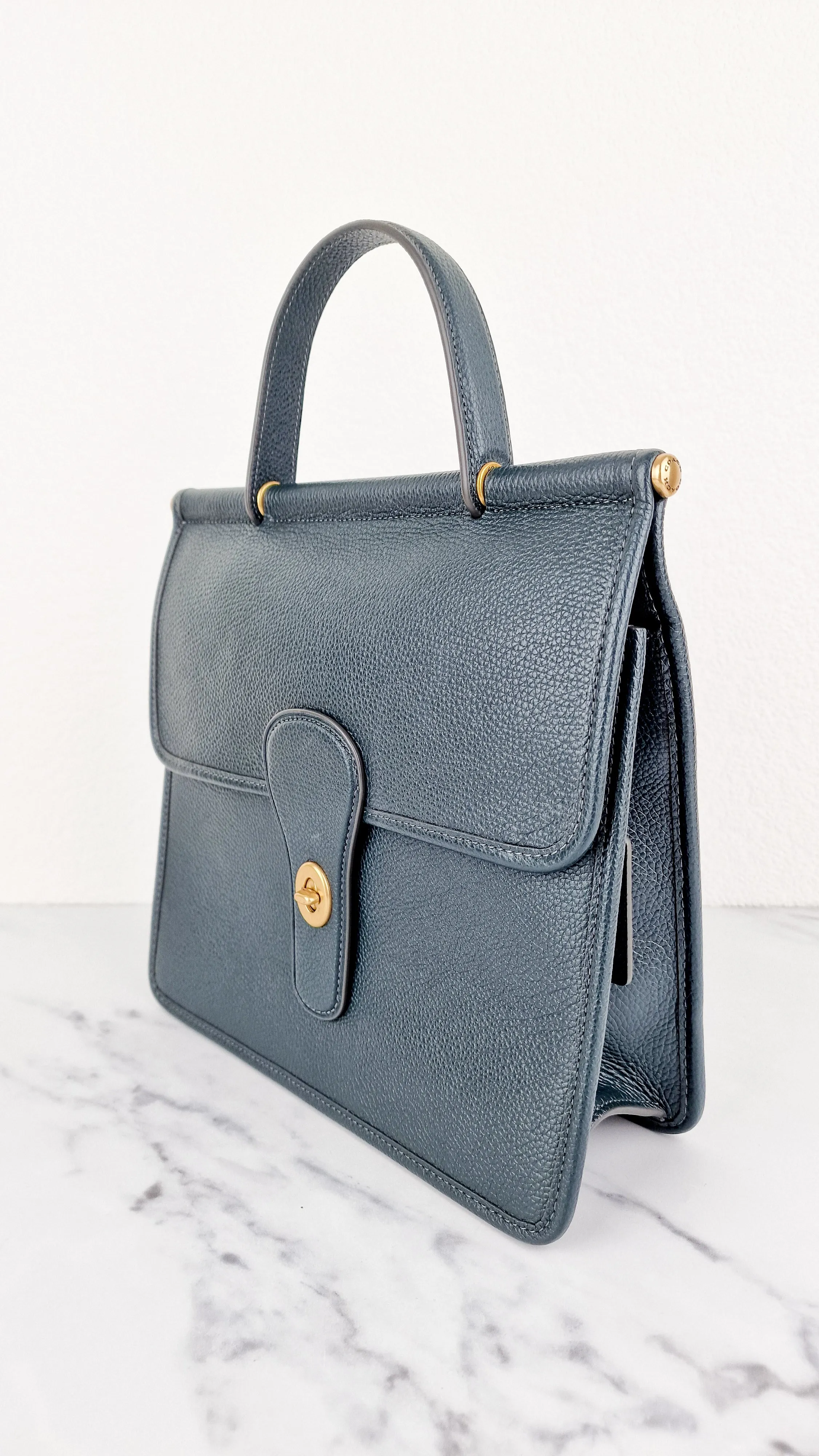 Coach Willis Tophandle in Dark Green Pebble Leather from the Limited Edition Archival Coach Silhouettes Collection - Coach 5889