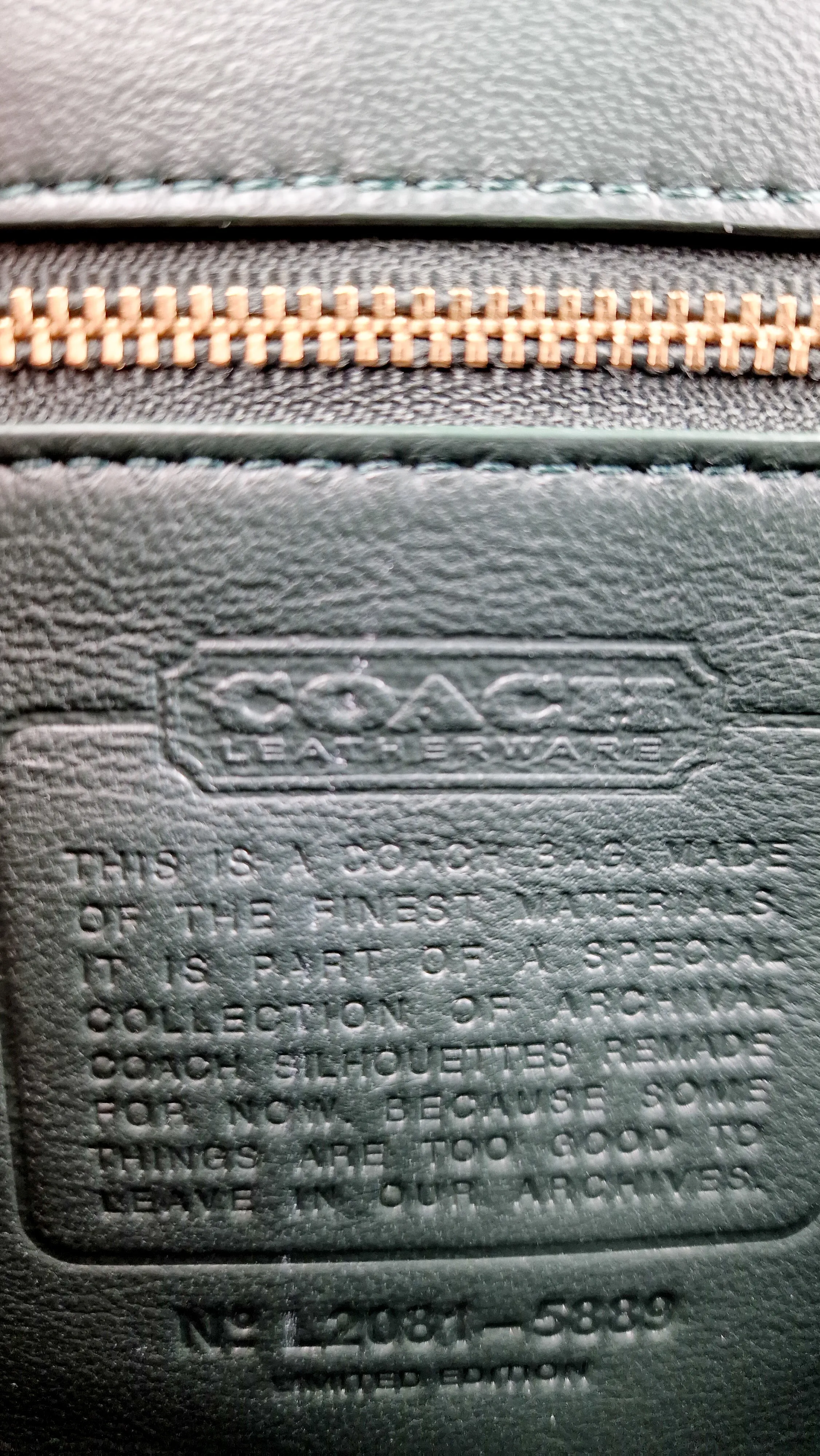 Coach Willis Tophandle in Dark Green Pebble Leather from the Limited Edition Archival Coach Silhouettes Collection - Coach 5889