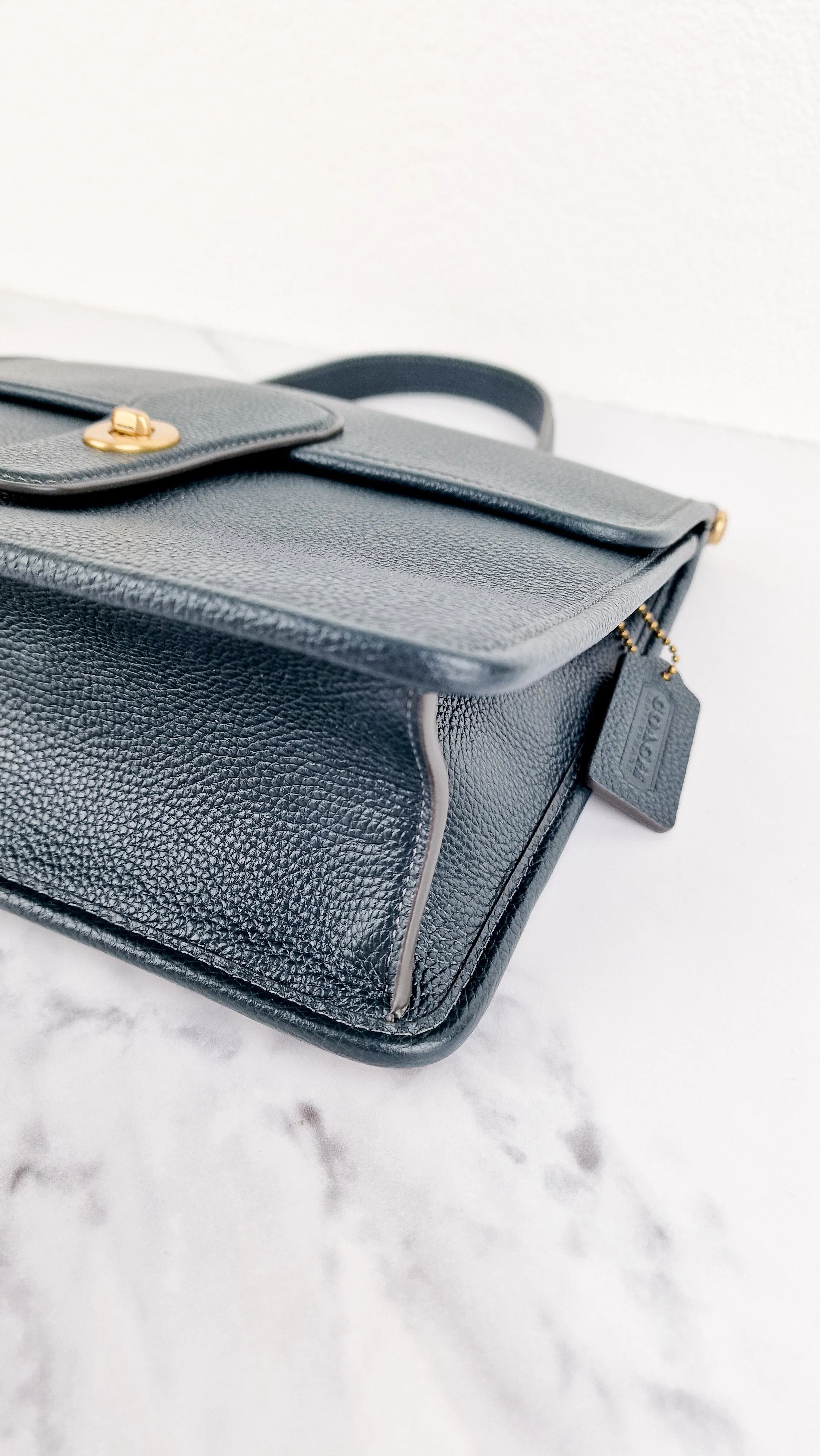 Coach Willis Tophandle in Dark Green Pebble Leather from the Limited Edition Archival Coach Silhouettes Collection - Coach 5889