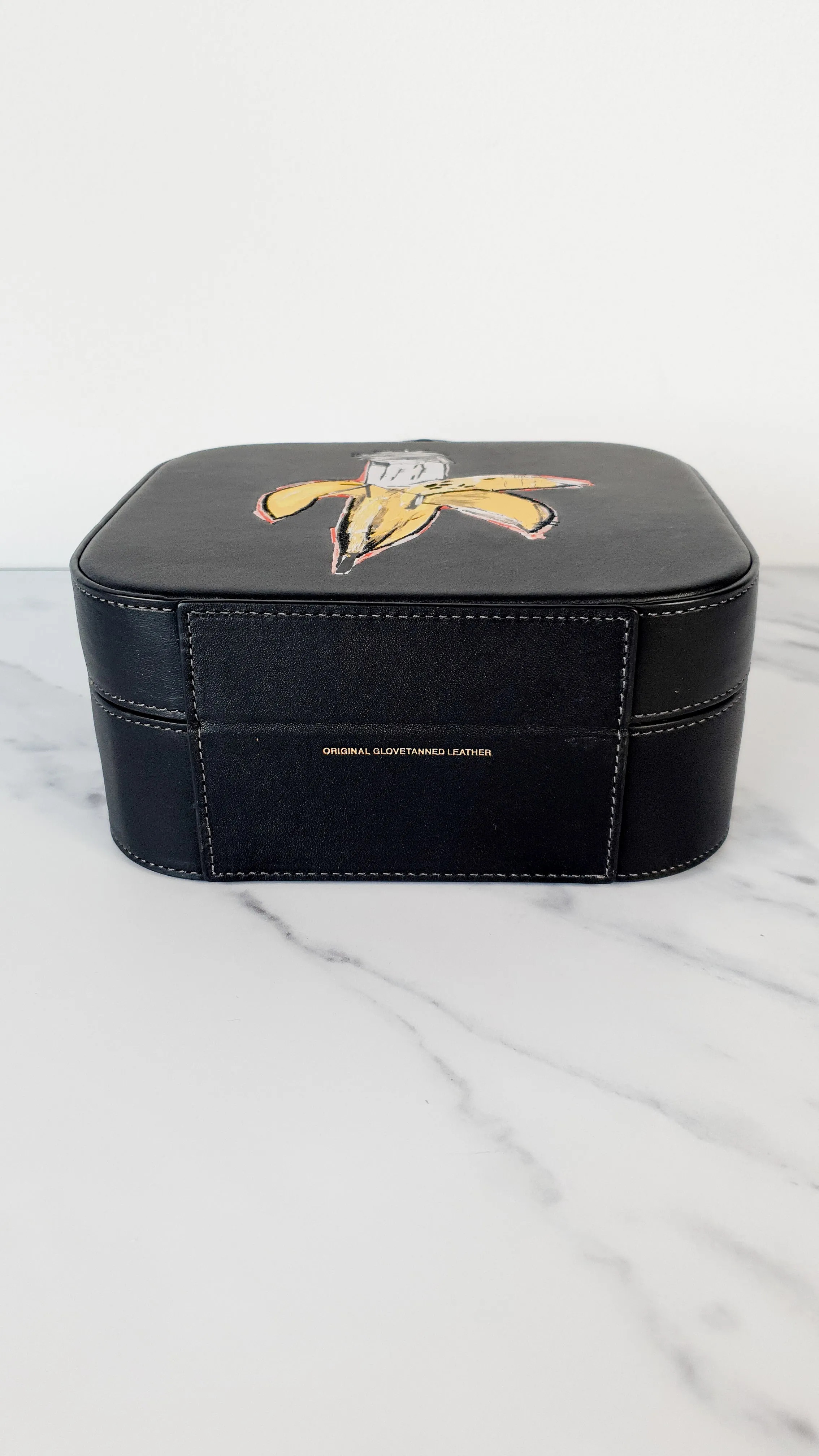 Coach x Jean-Michel Basquiat Square Bag with Banana artwork - Smooth Black Leather Crossbody Bag Handbag Coach 6898