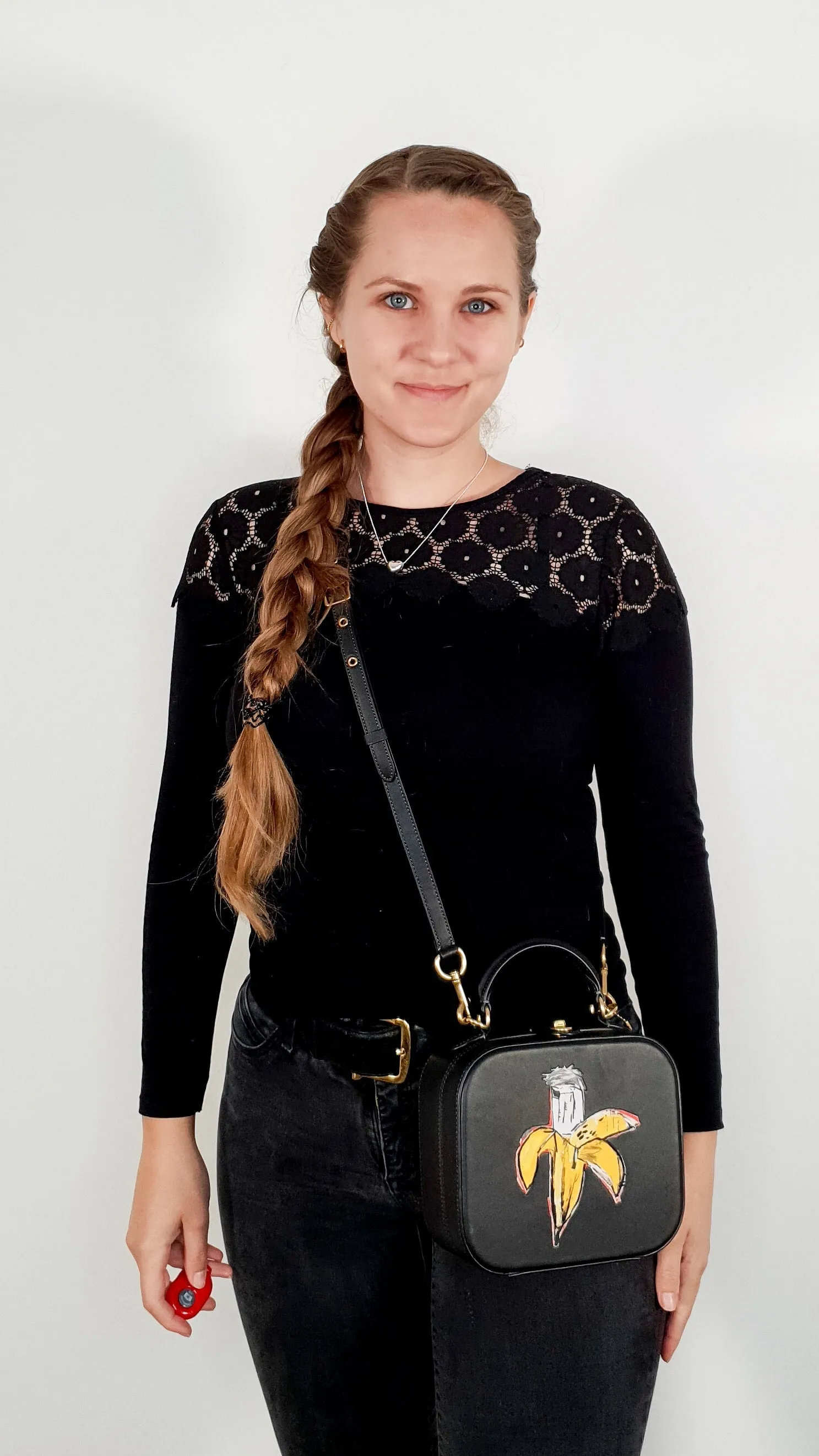 Coach x Jean-Michel Basquiat Square Bag with Banana artwork - Smooth Black Leather Crossbody Bag Handbag Coach 6898