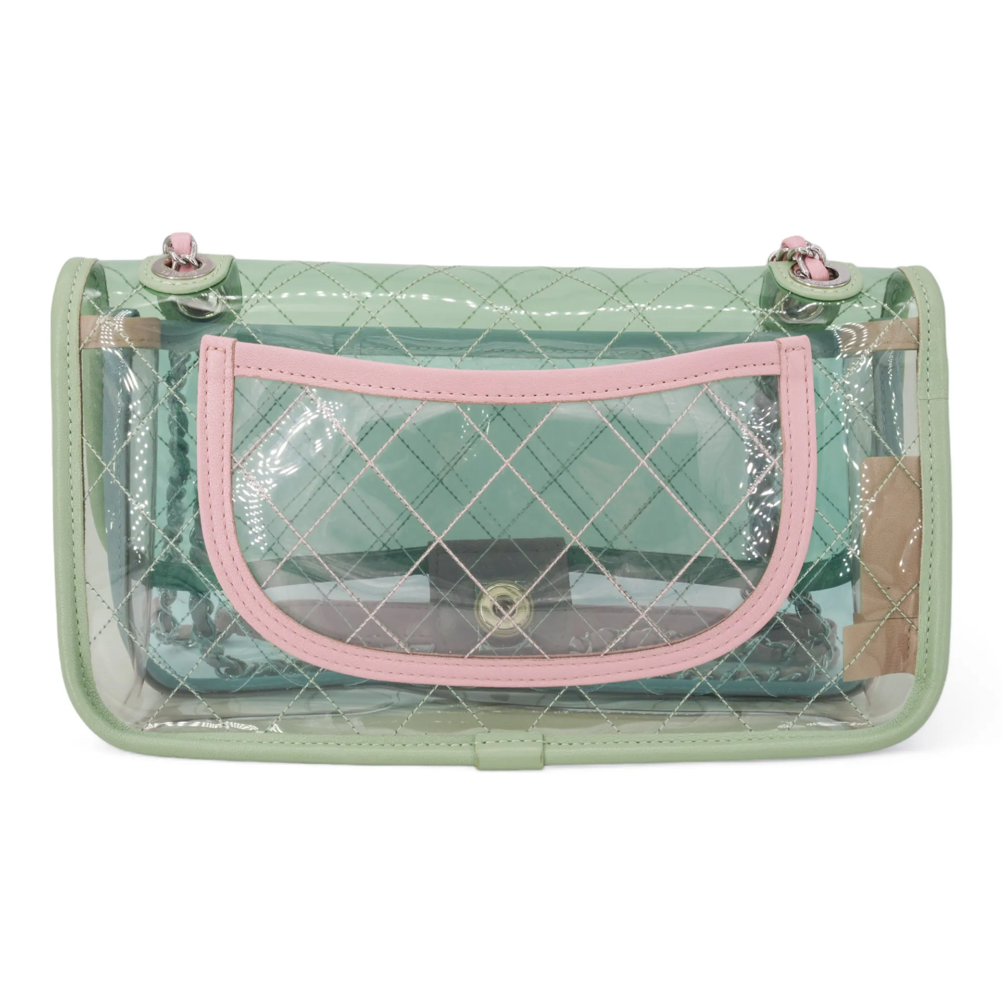 Coco Splash PVC Medium Flap Bag Green Blue Pink