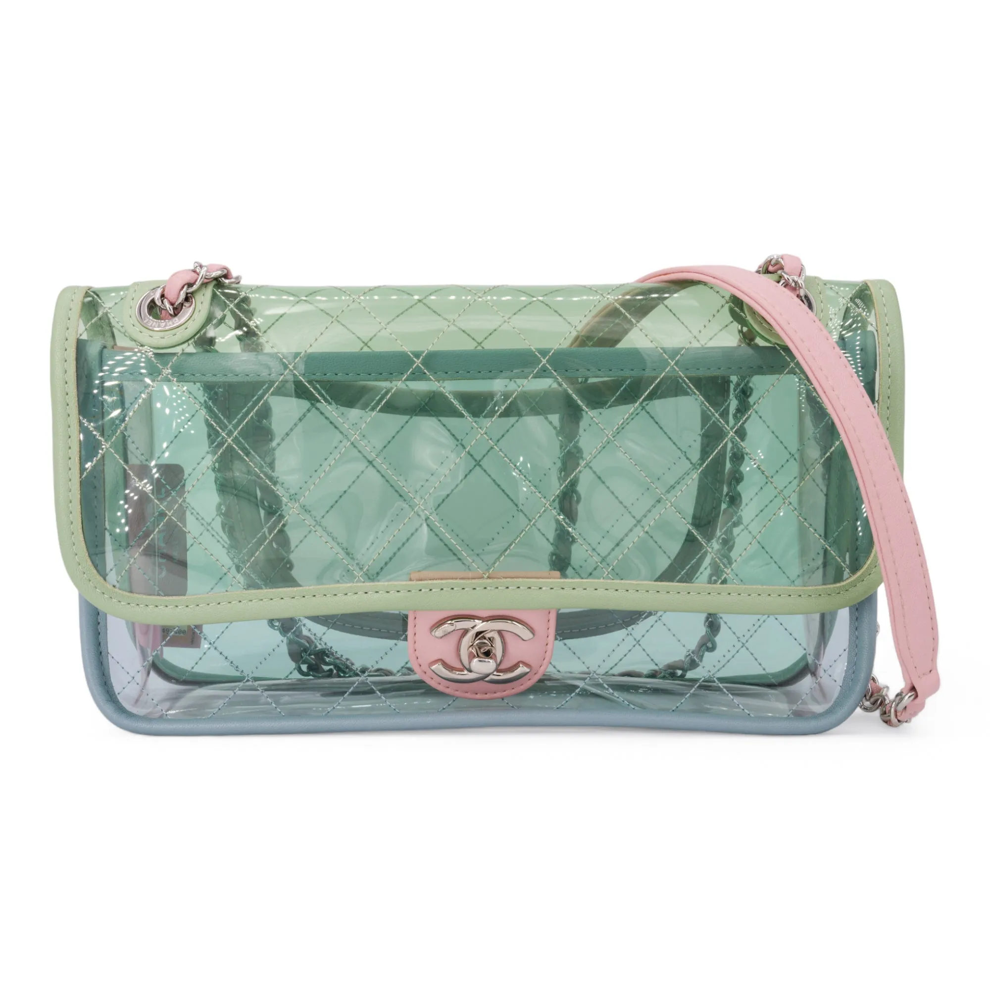 Coco Splash PVC Medium Flap Bag Green Blue Pink