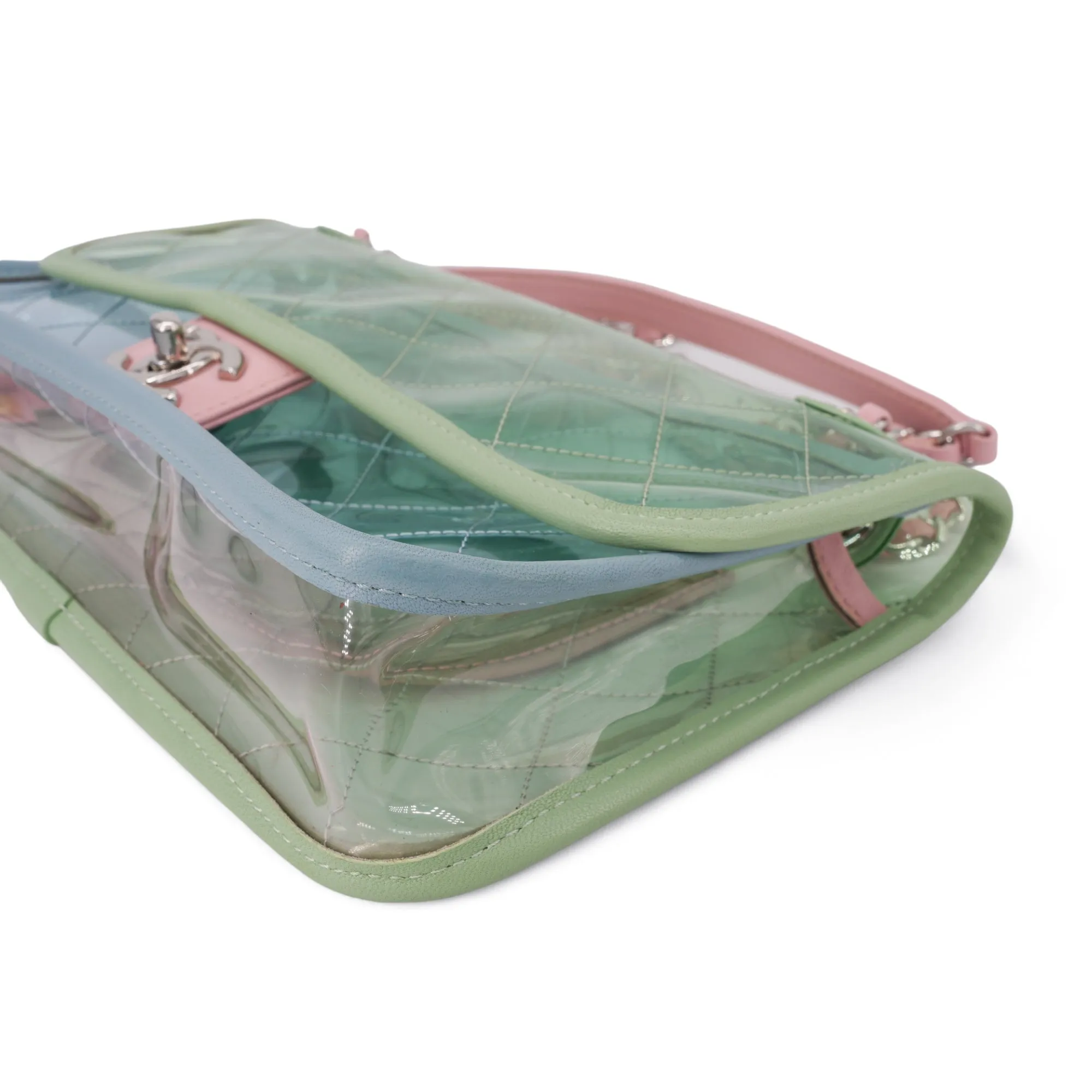 Coco Splash PVC Medium Flap Bag Green Blue Pink