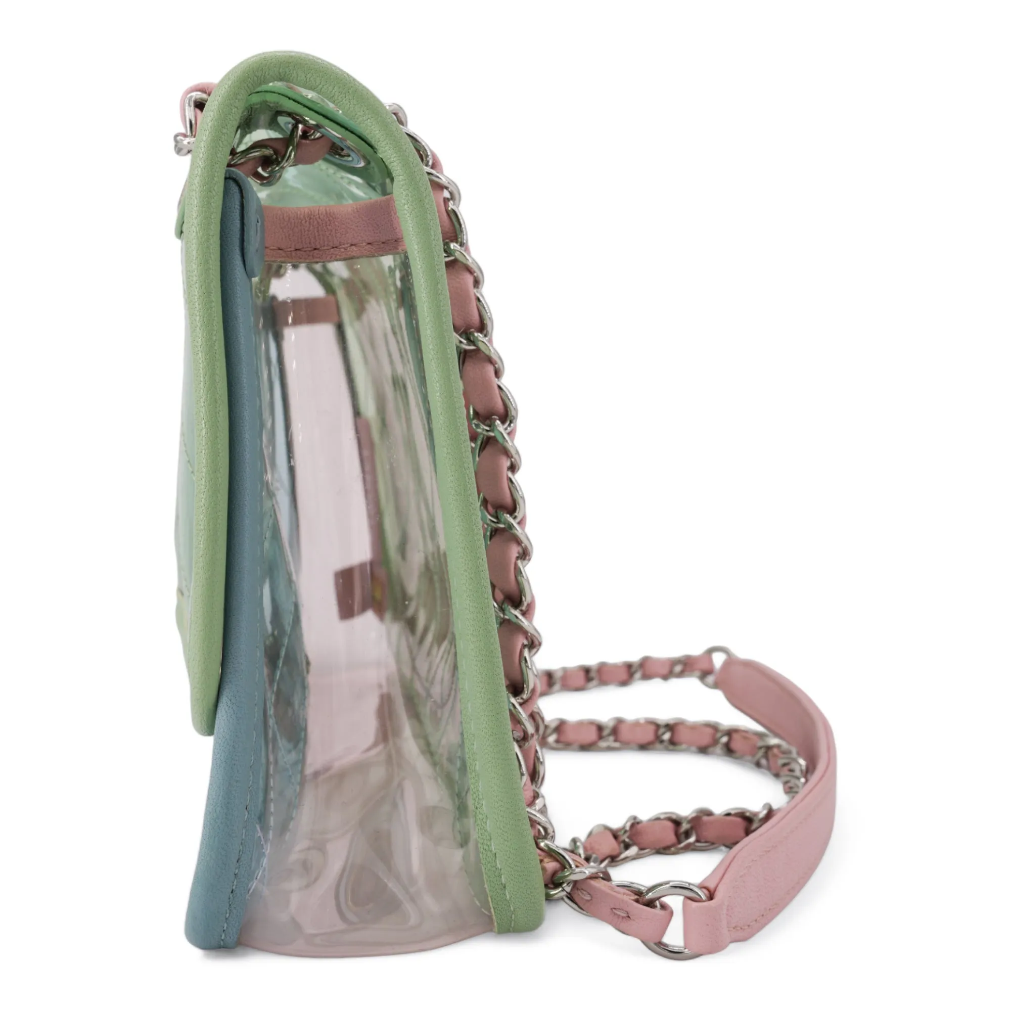 Coco Splash PVC Medium Flap Bag Green Blue Pink