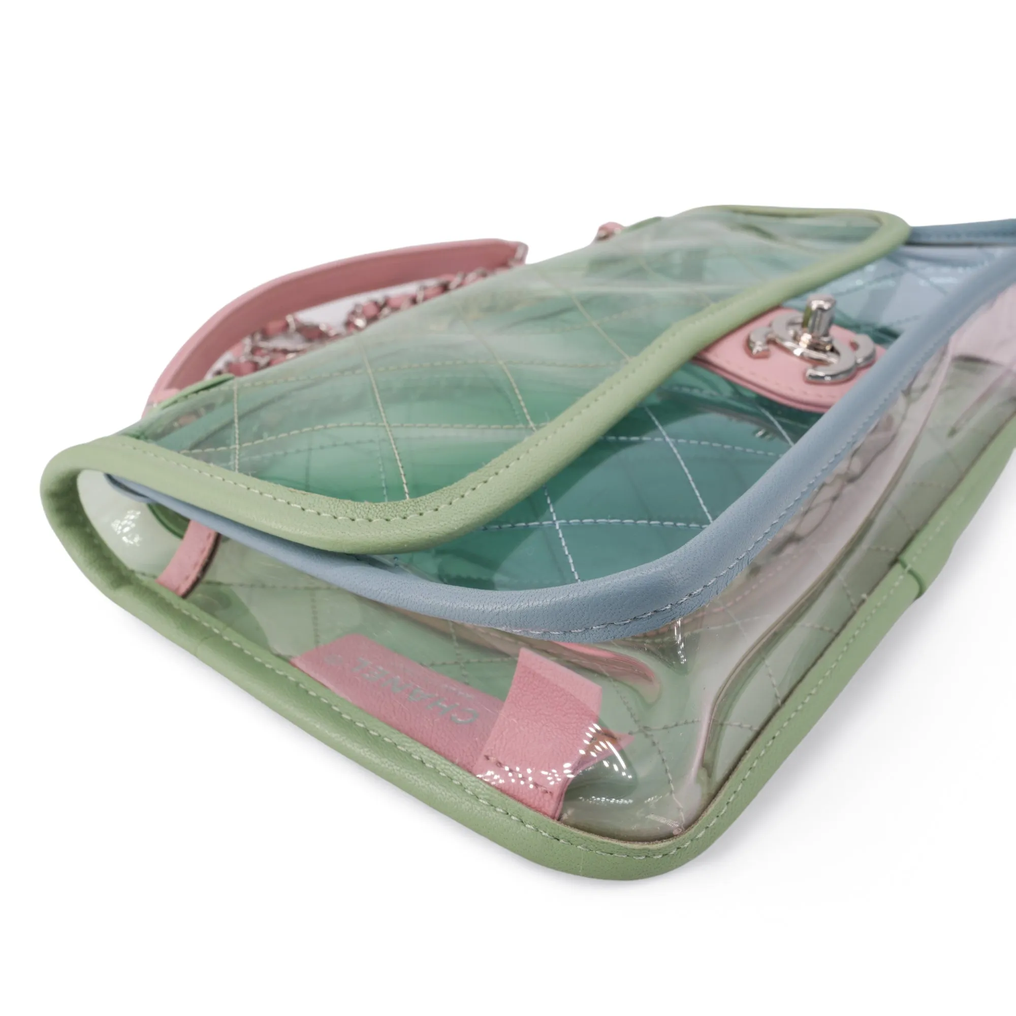 Coco Splash PVC Medium Flap Bag Green Blue Pink