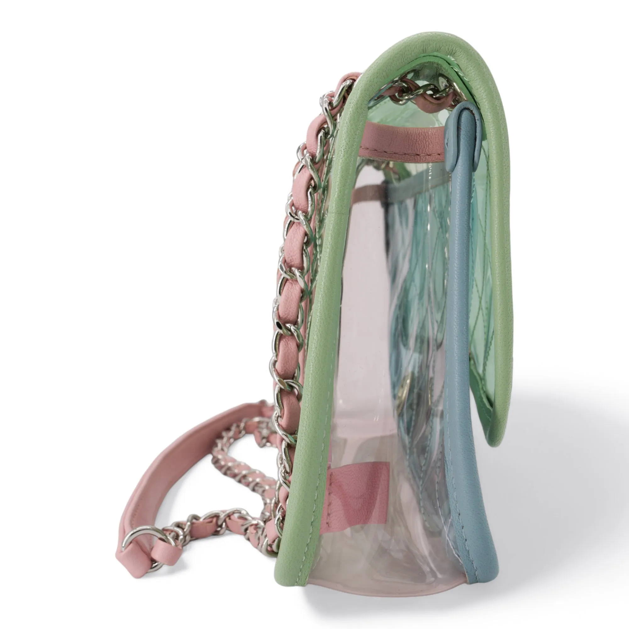 Coco Splash PVC Medium Flap Bag Green Blue Pink
