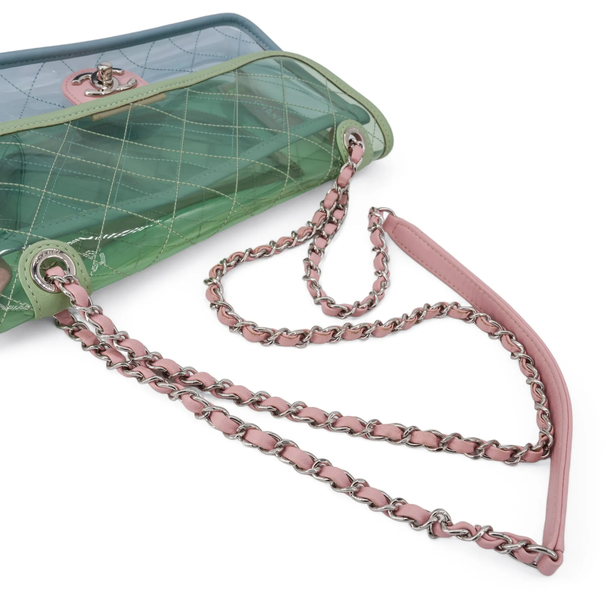 Coco Splash PVC Medium Flap Bag Green Blue Pink