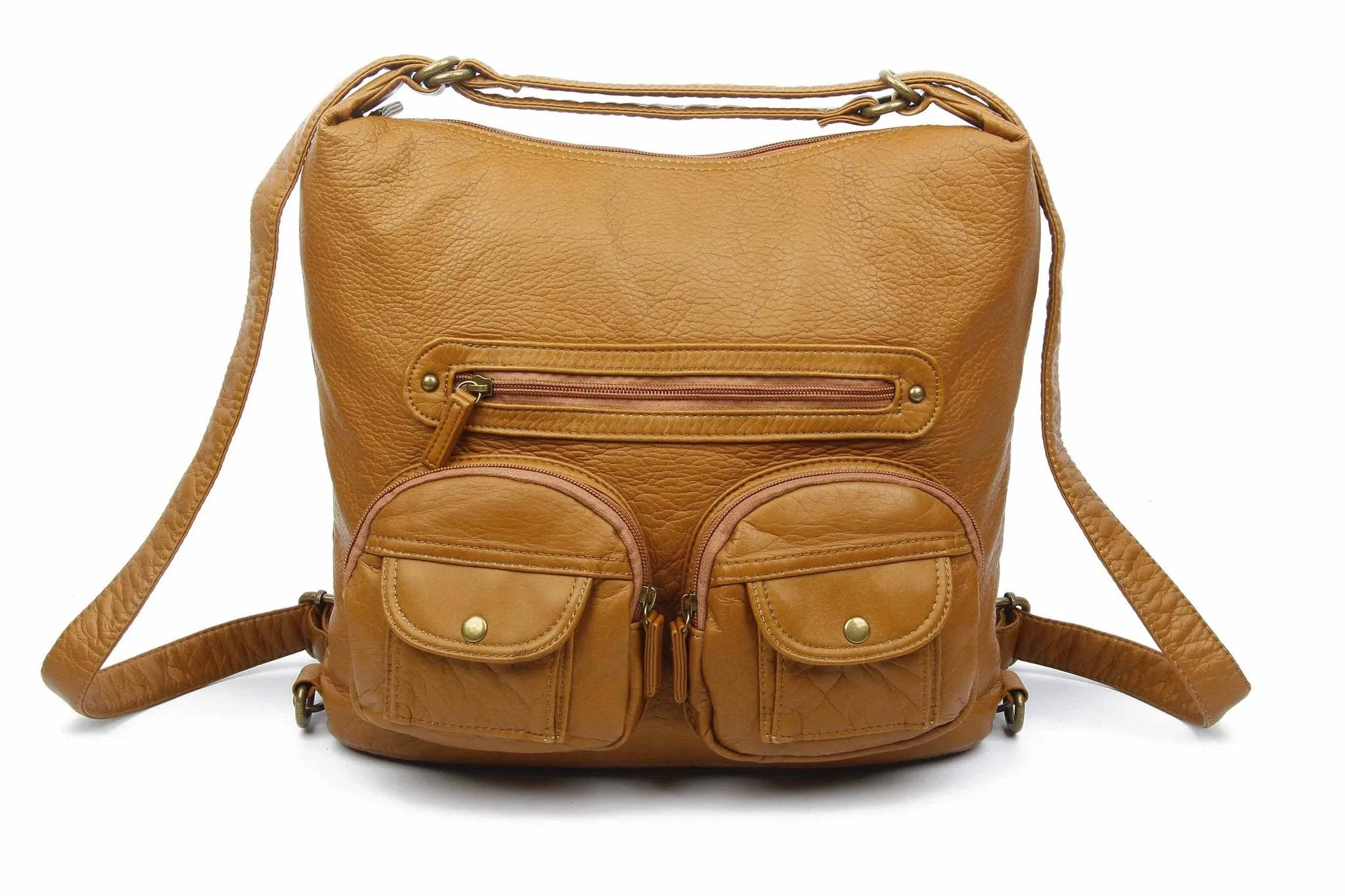 Convertible Crossbody Backpack - Light Brown