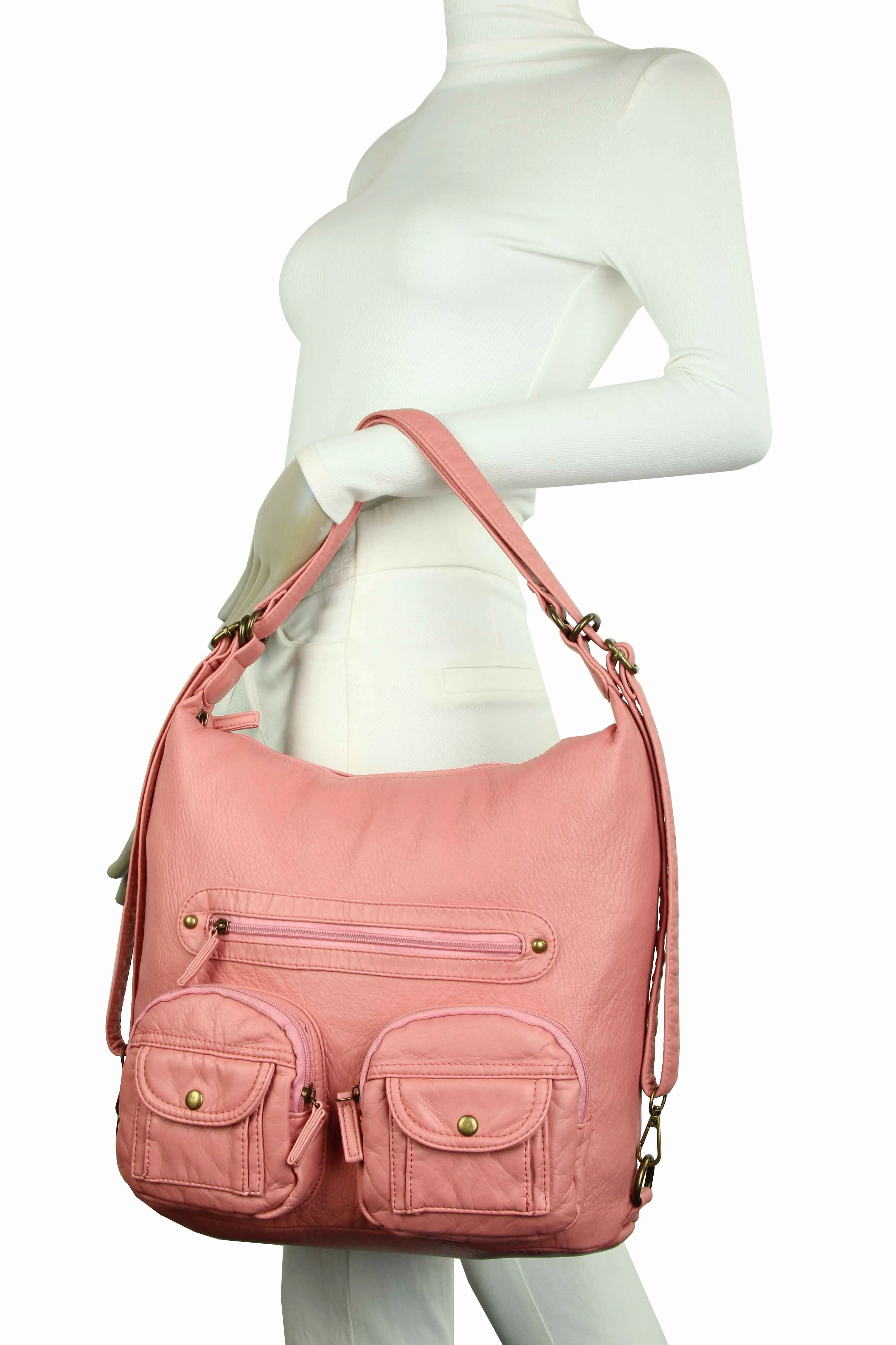 Convertible Crossbody Backpack - Rose Pink