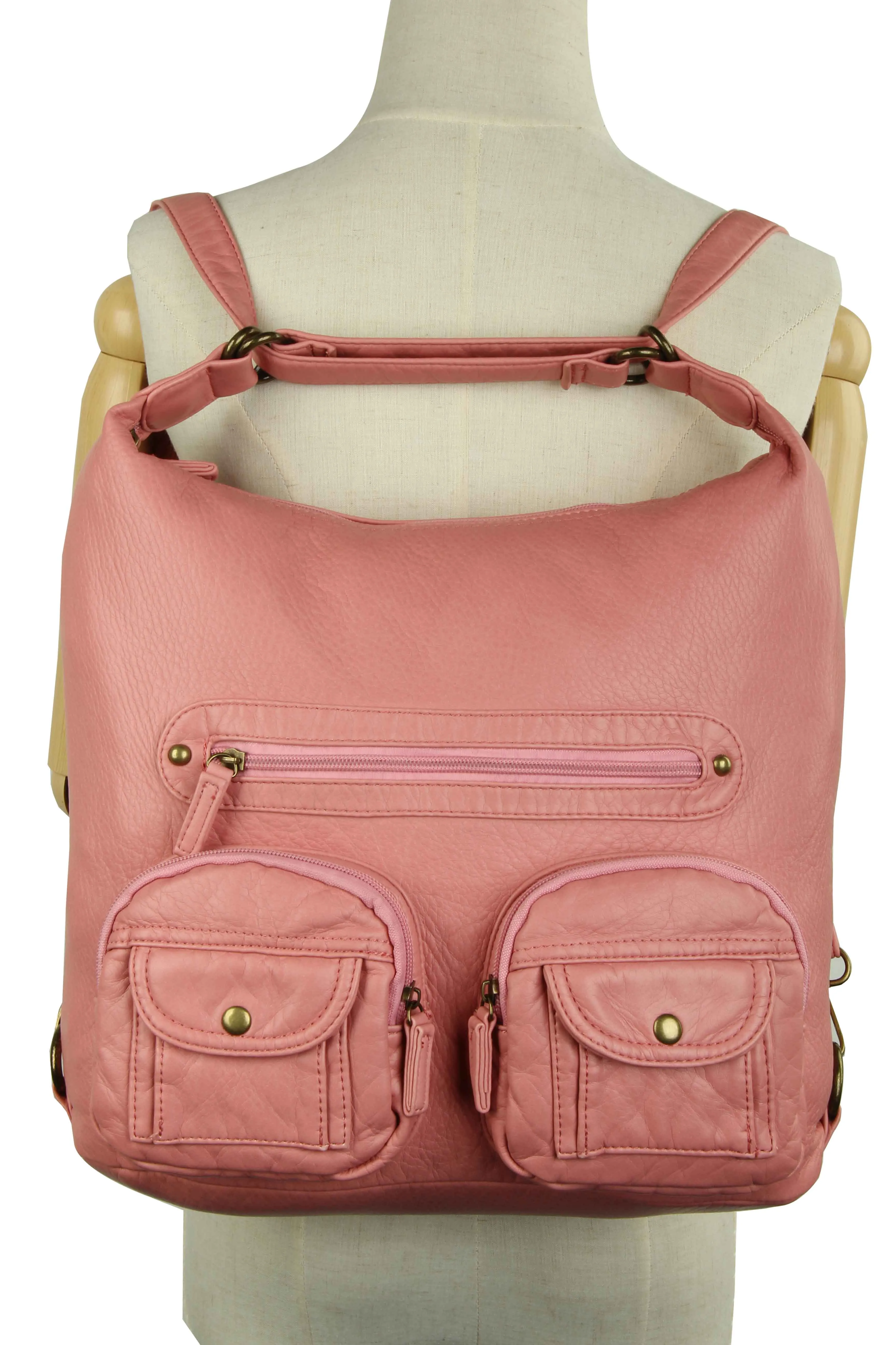 Convertible Crossbody Backpack - Rose Pink