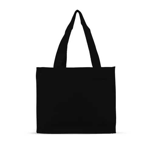 Cotton Canvas Gusset Shopping Tote w/ pocket
