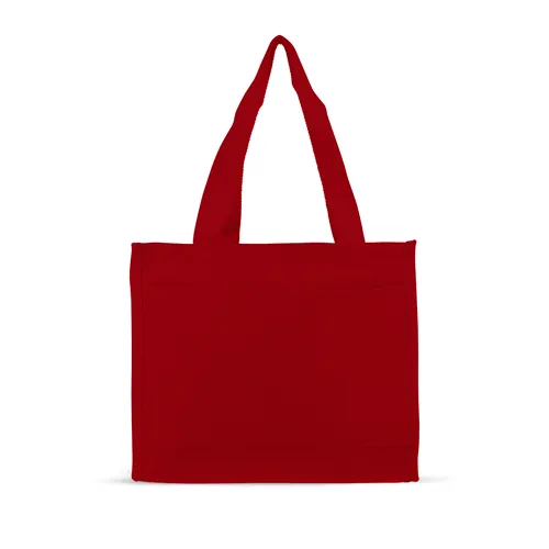 Cotton Canvas Gusset Shopping Tote w/ pocket