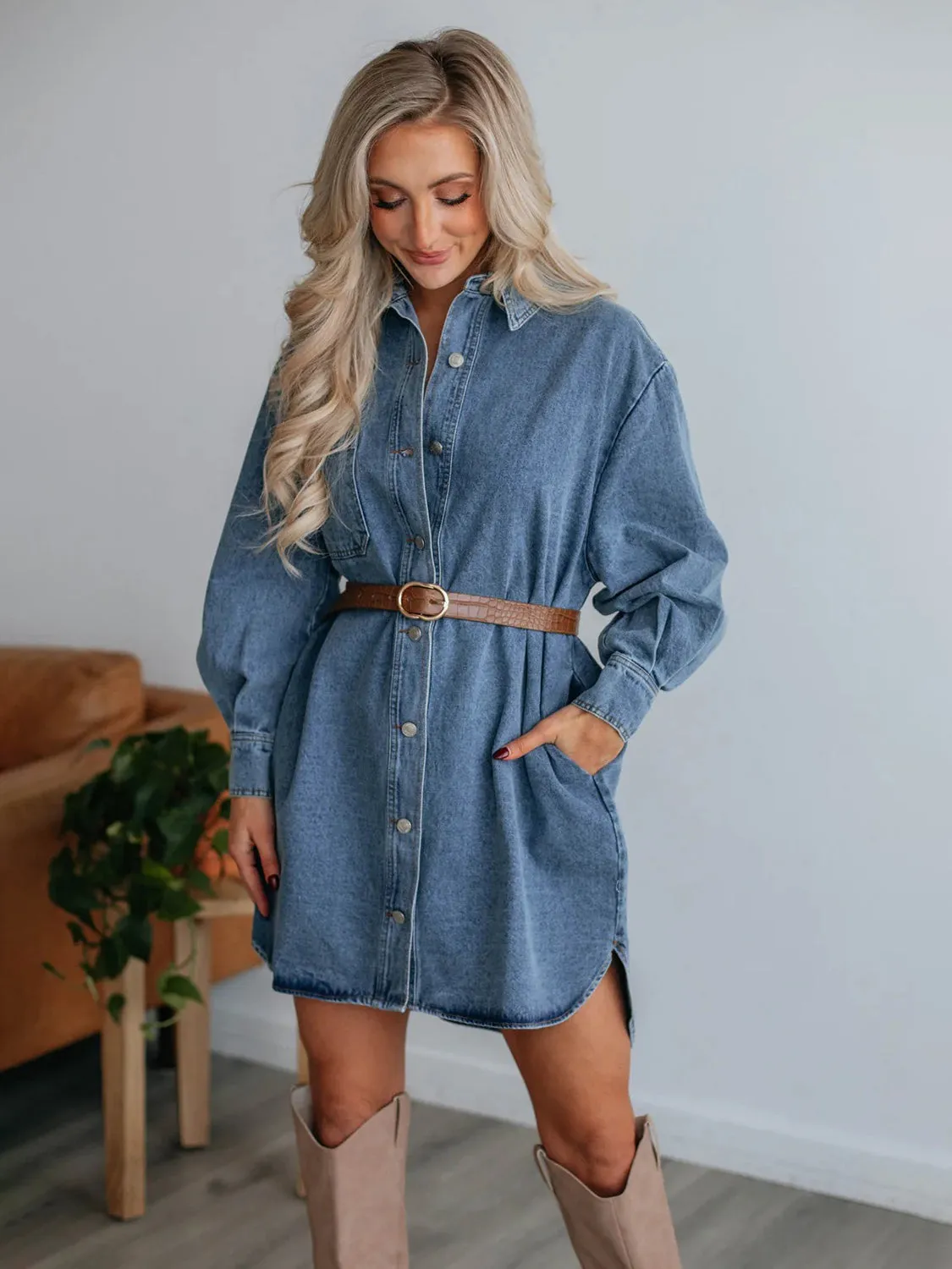 Cowgirl Denim Shirt Dress