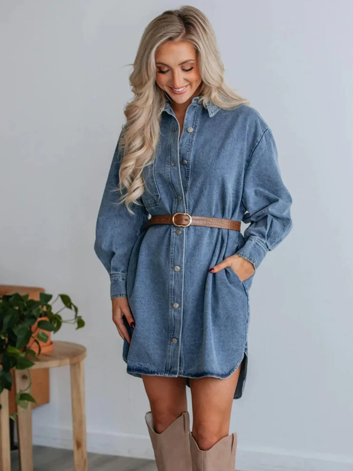 Cowgirl Denim Shirt Dress
