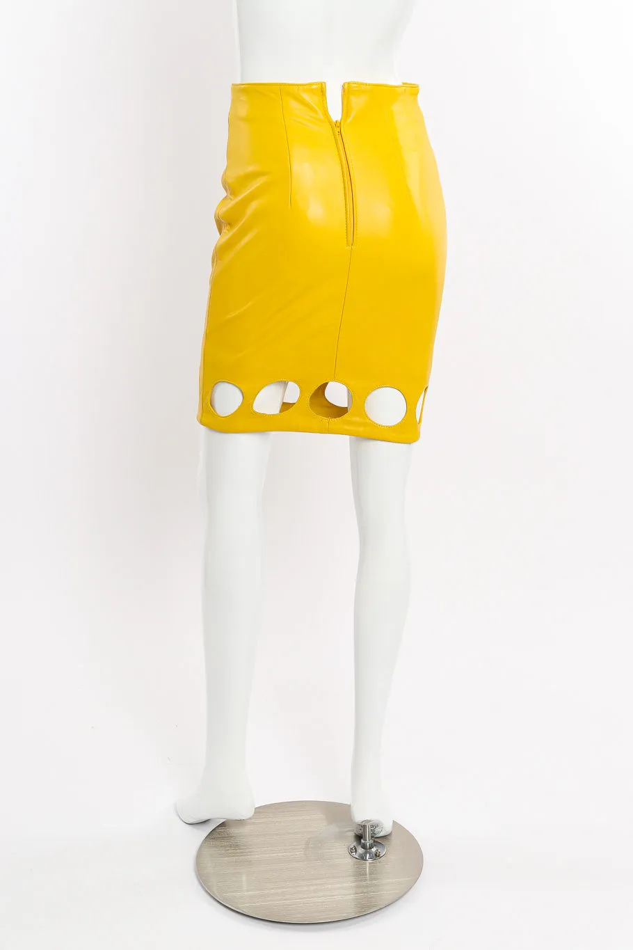 Cutout Leather Jacket and Skirt Set