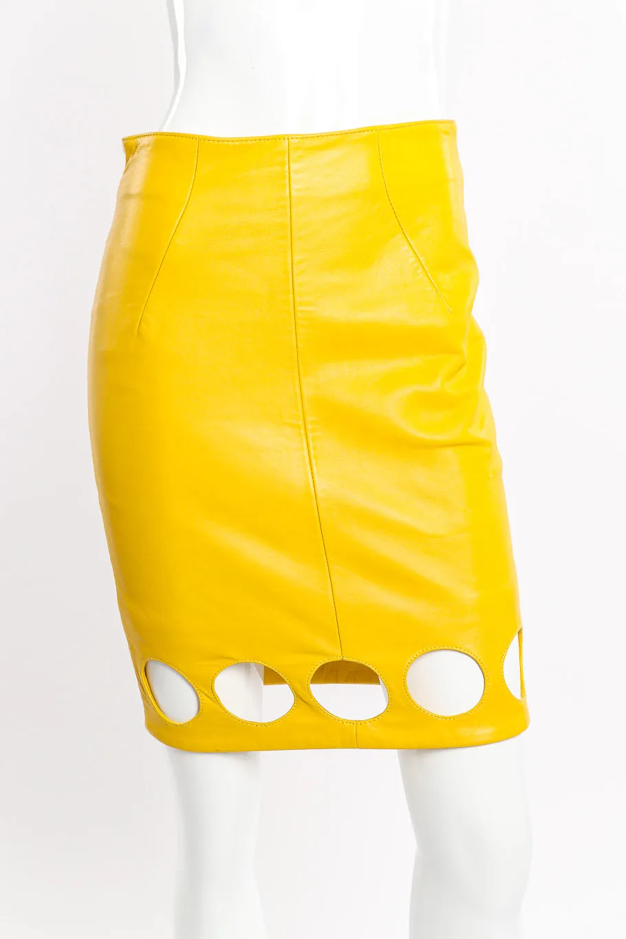 Cutout Leather Jacket and Skirt Set