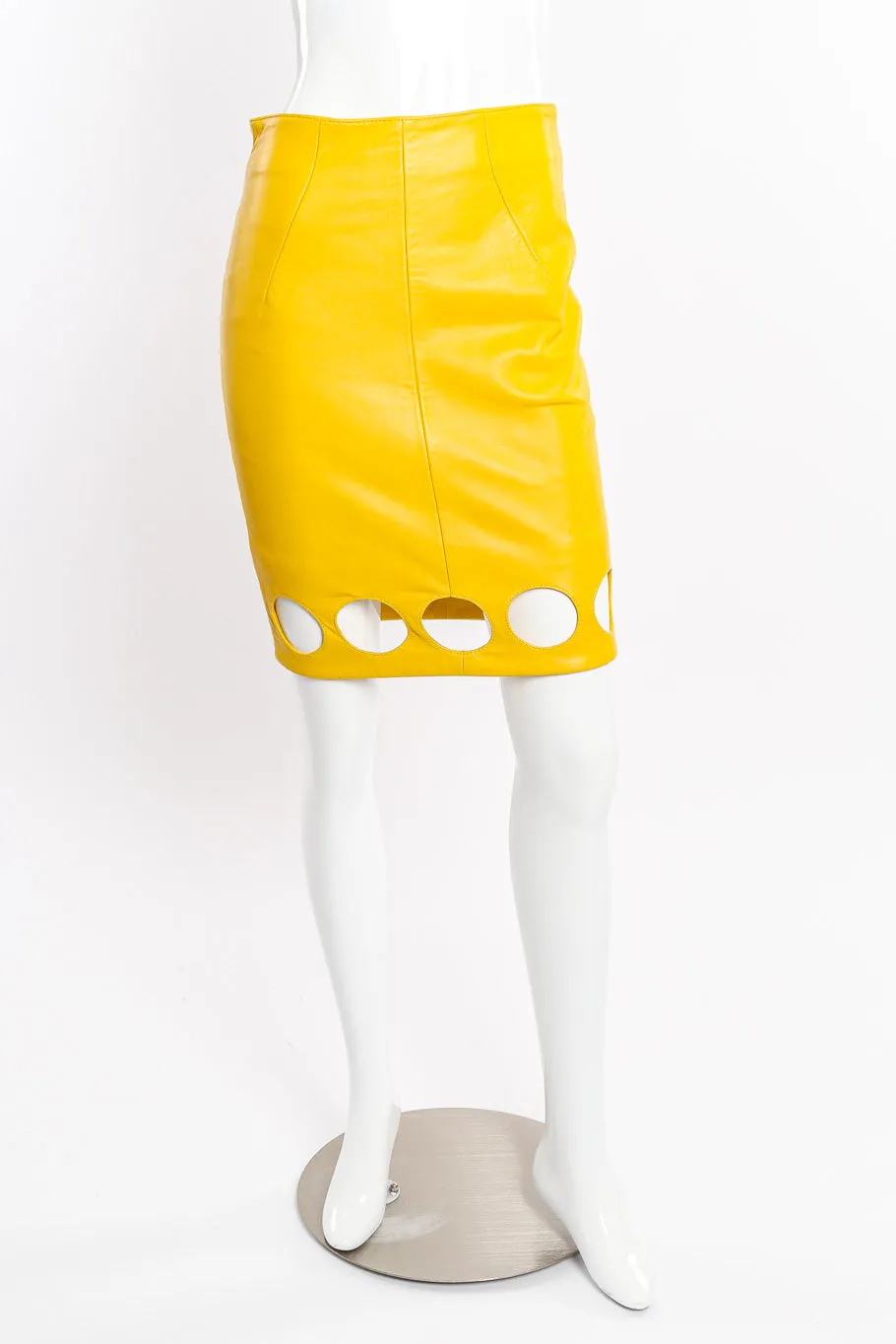 Cutout Leather Jacket and Skirt Set