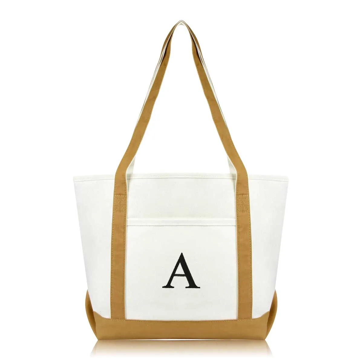 Dalix Medium Personalized Tote Bag Monogrammed Initial Letter - A