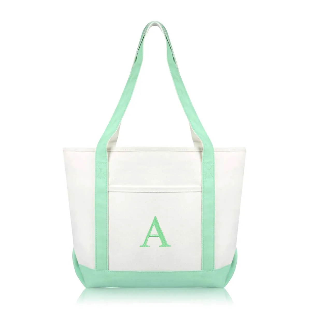 Dalix Medium Personalized Tote Bag Monogrammed Initial Letter - A