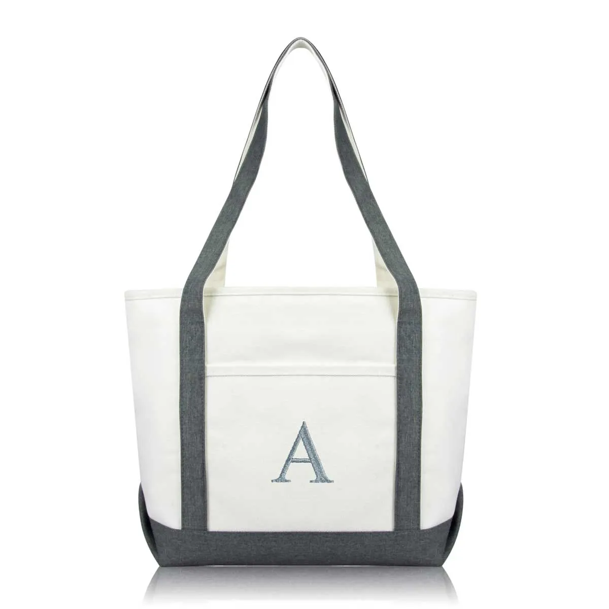 Dalix Medium Personalized Tote Bag Monogrammed Initial Letter - A