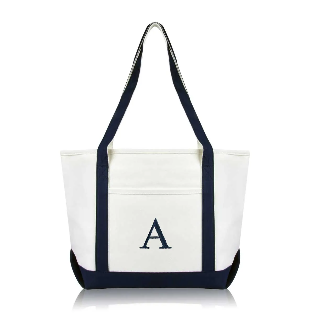Dalix Medium Personalized Tote Bag Monogrammed Initial Letter - A