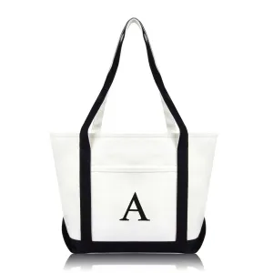 Dalix Medium Personalized Tote Bag Monogrammed Initial Letter - A