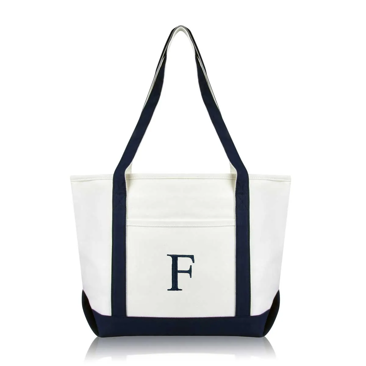 Dalix Medium Personalized Tote Bag Monogrammed Initial Letter - F