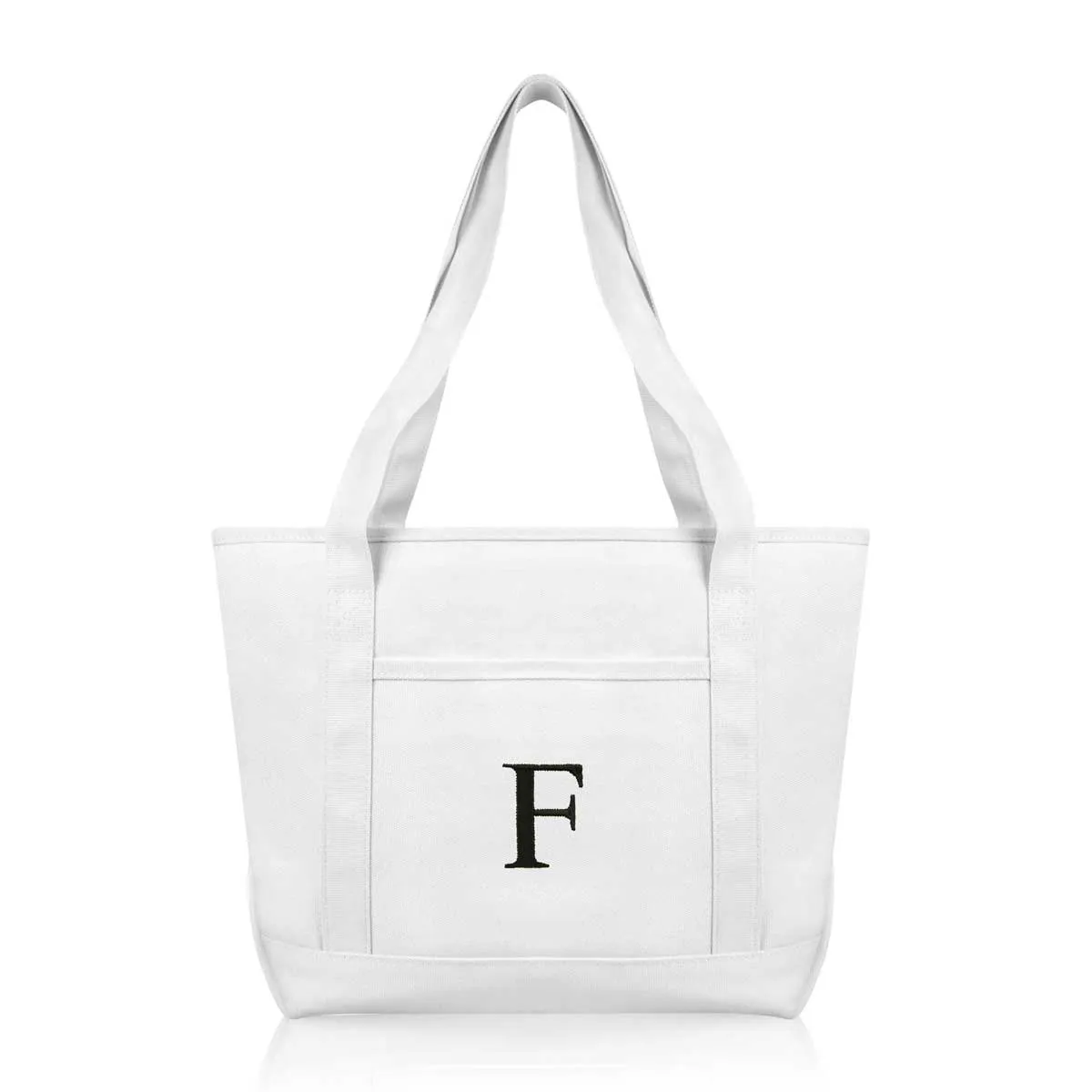 Dalix Medium Personalized Tote Bag Monogrammed Initial Letter - F