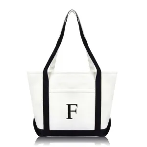 Dalix Medium Personalized Tote Bag Monogrammed Initial Letter - F