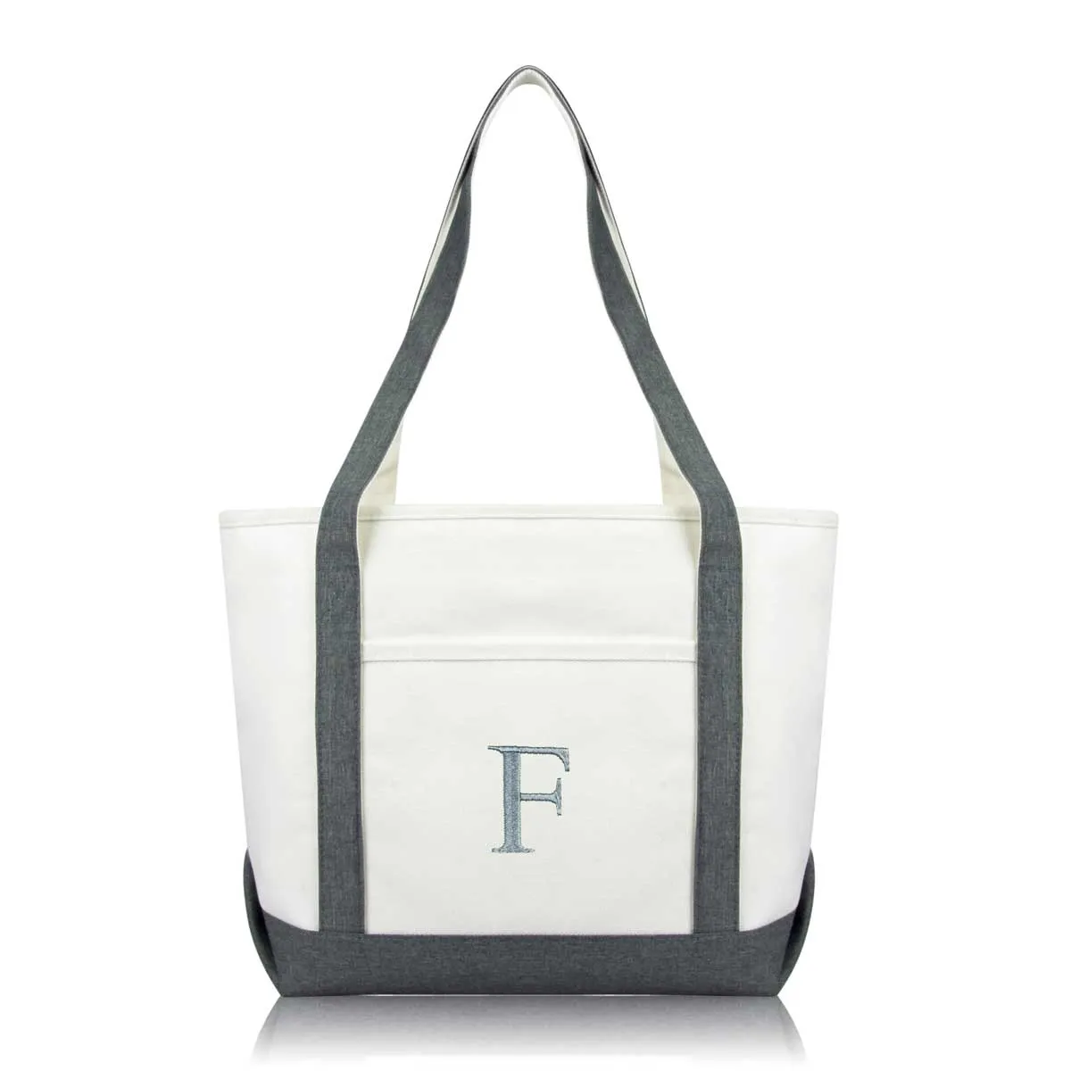 Dalix Medium Personalized Tote Bag Monogrammed Initial Letter - F