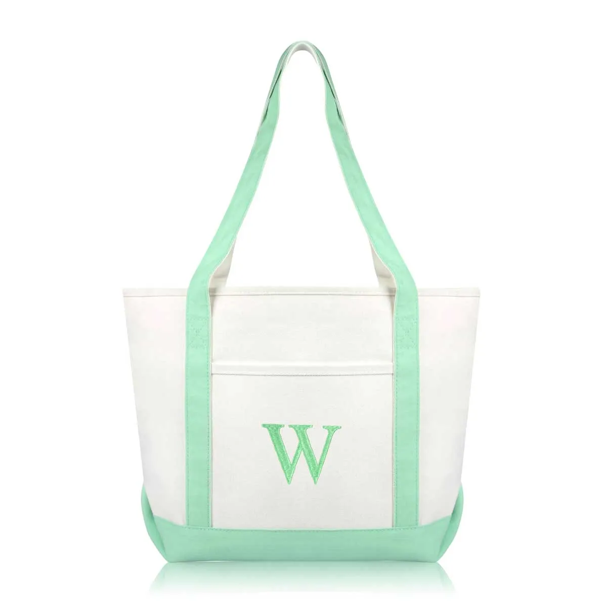 Dalix Medium Personalized Tote Bag Monogrammed Initial Letter - W
