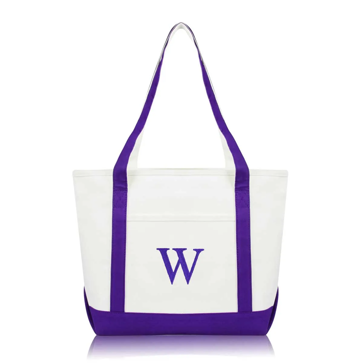 Dalix Medium Personalized Tote Bag Monogrammed Initial Letter - W