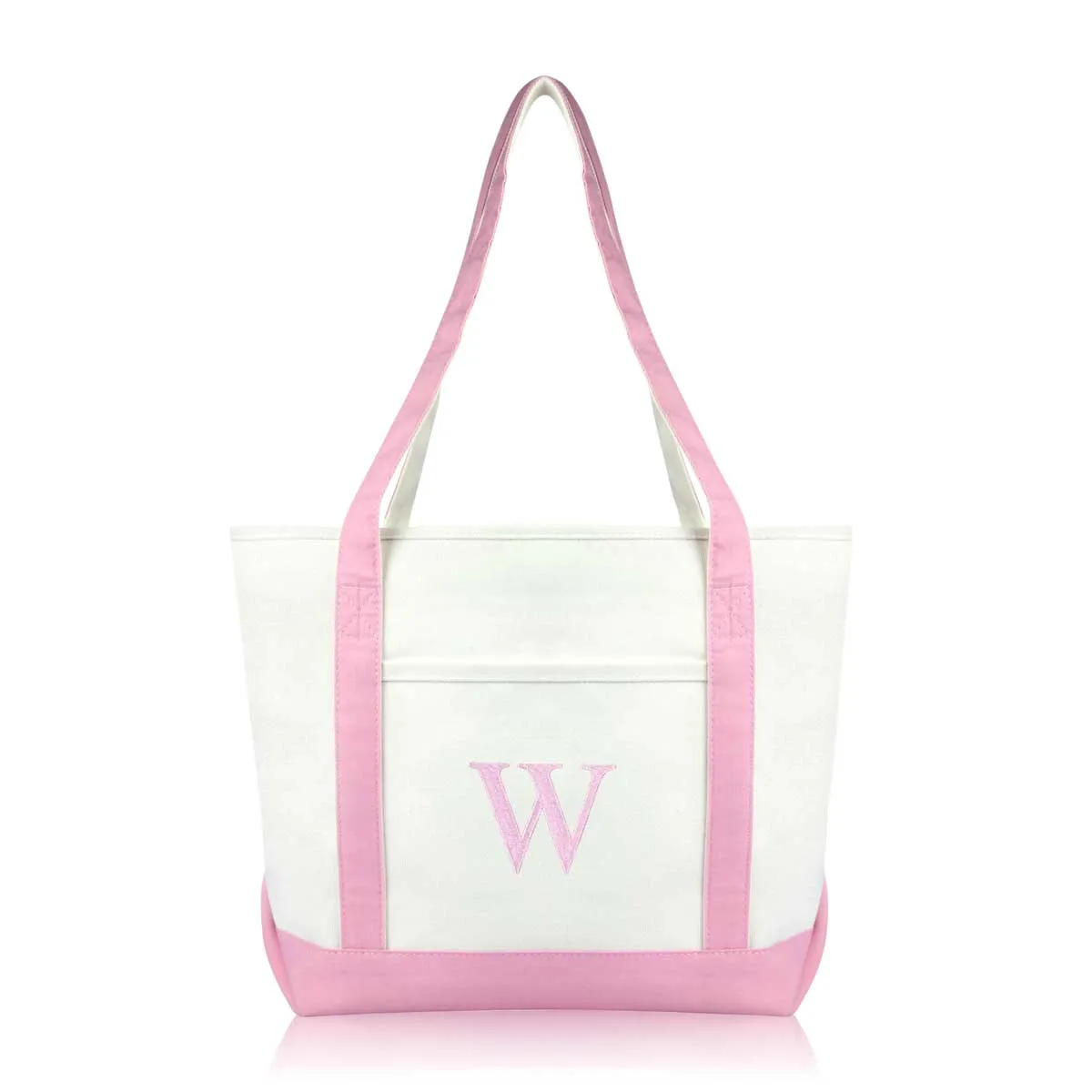Dalix Medium Personalized Tote Bag Monogrammed Initial Letter - W