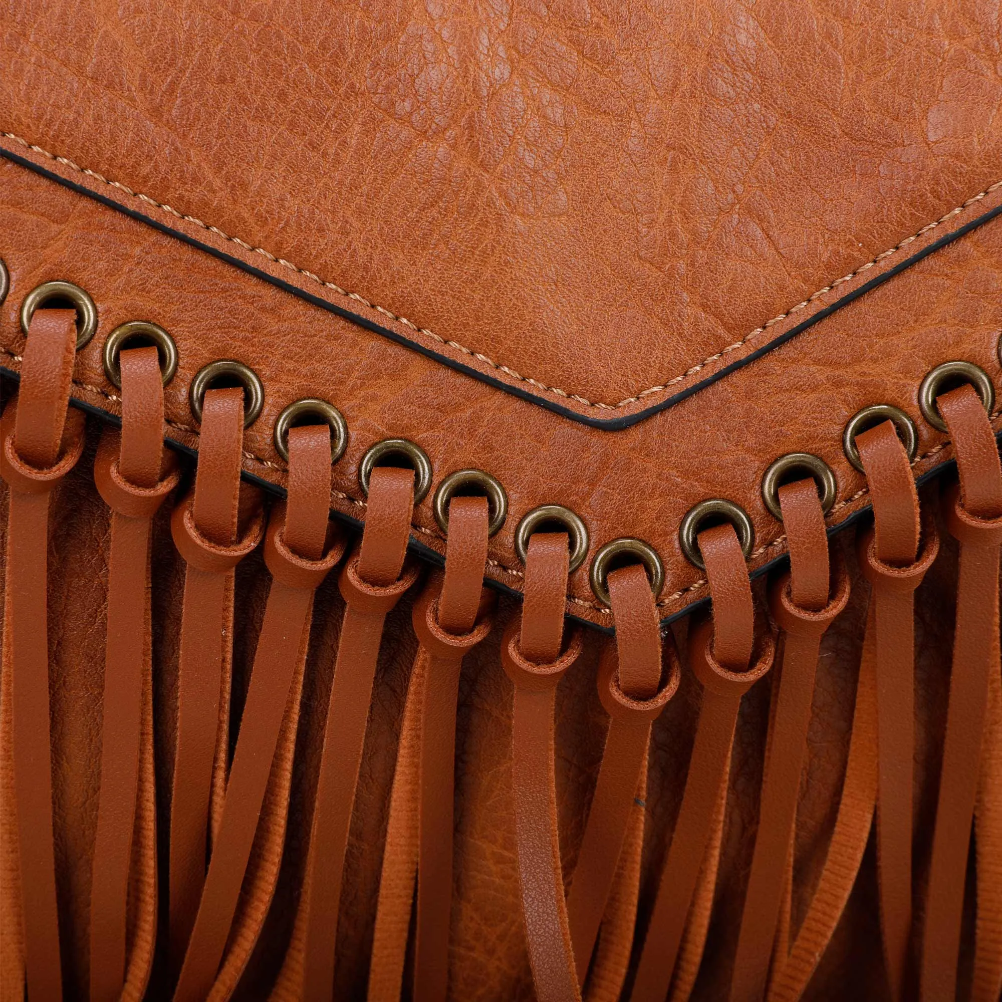 Dallas Fringe Crossbody Bag - Tan