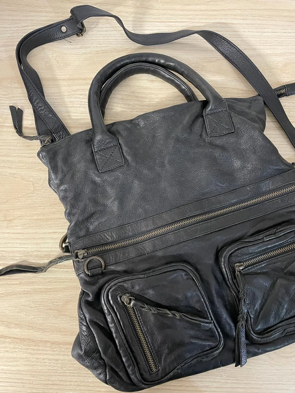 danier soft hobo fold over leather purse