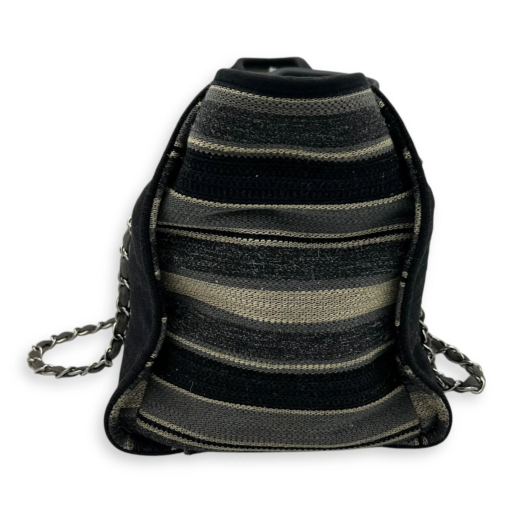 Deauville Tote Bag Black in Canvas, Silver hardware