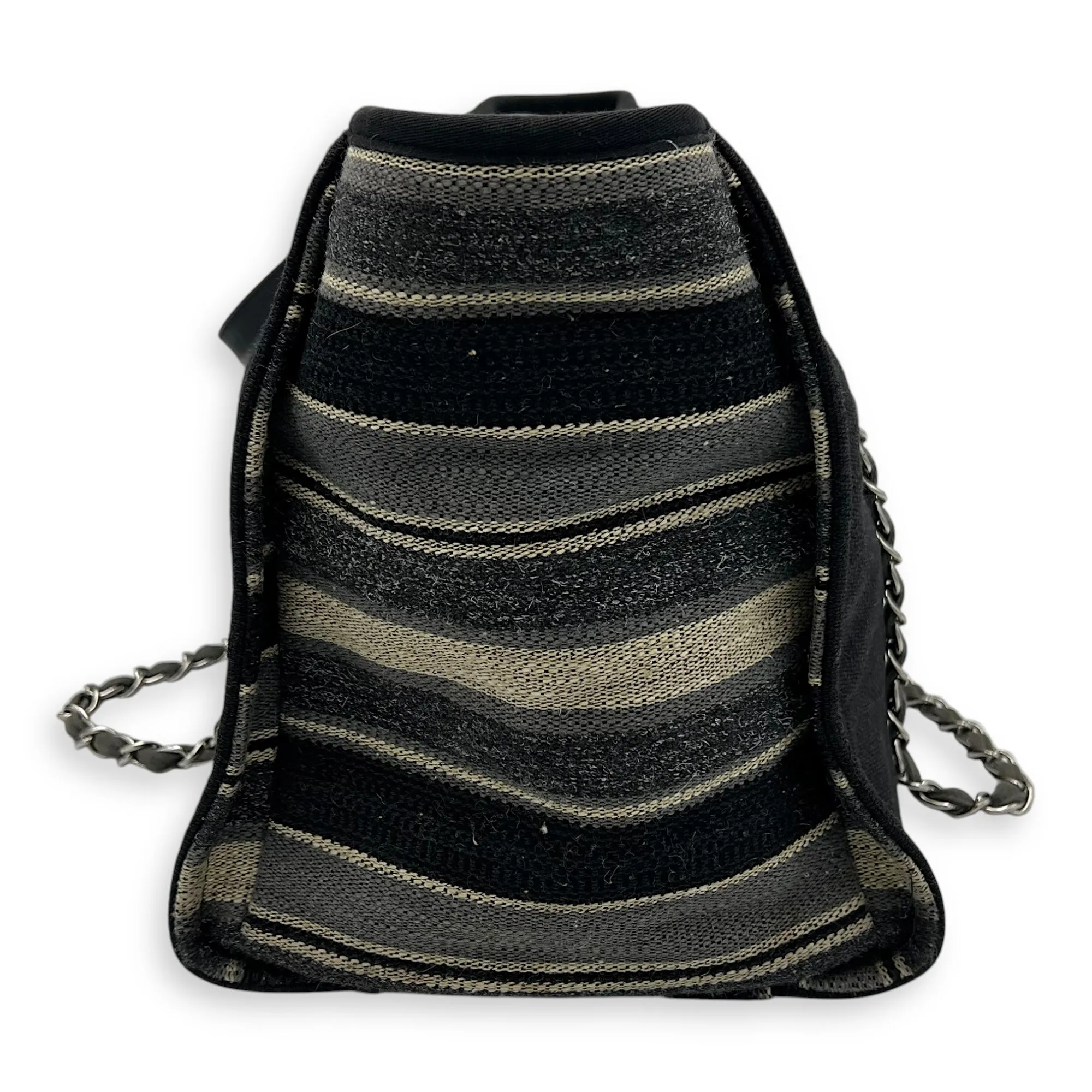 Deauville Tote Bag Black in Canvas, Silver hardware