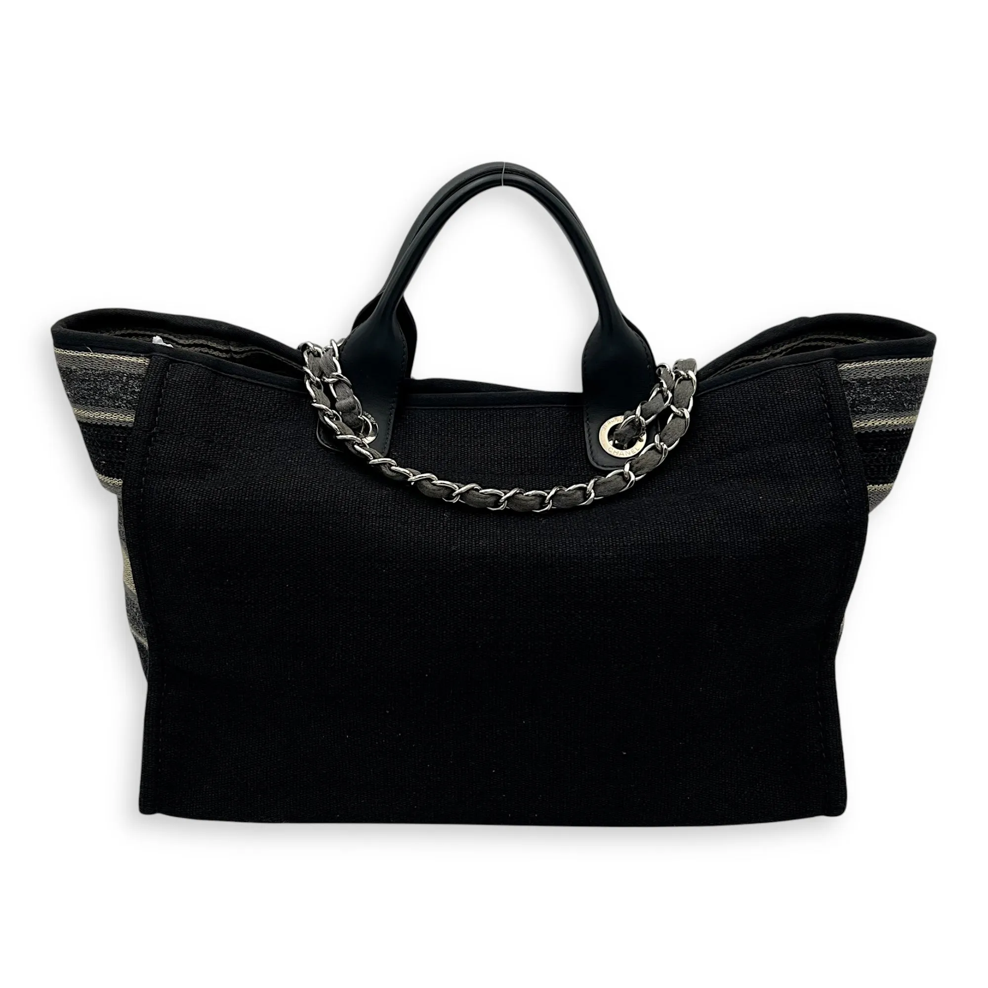 Deauville Tote Bag Black in Canvas, Silver hardware